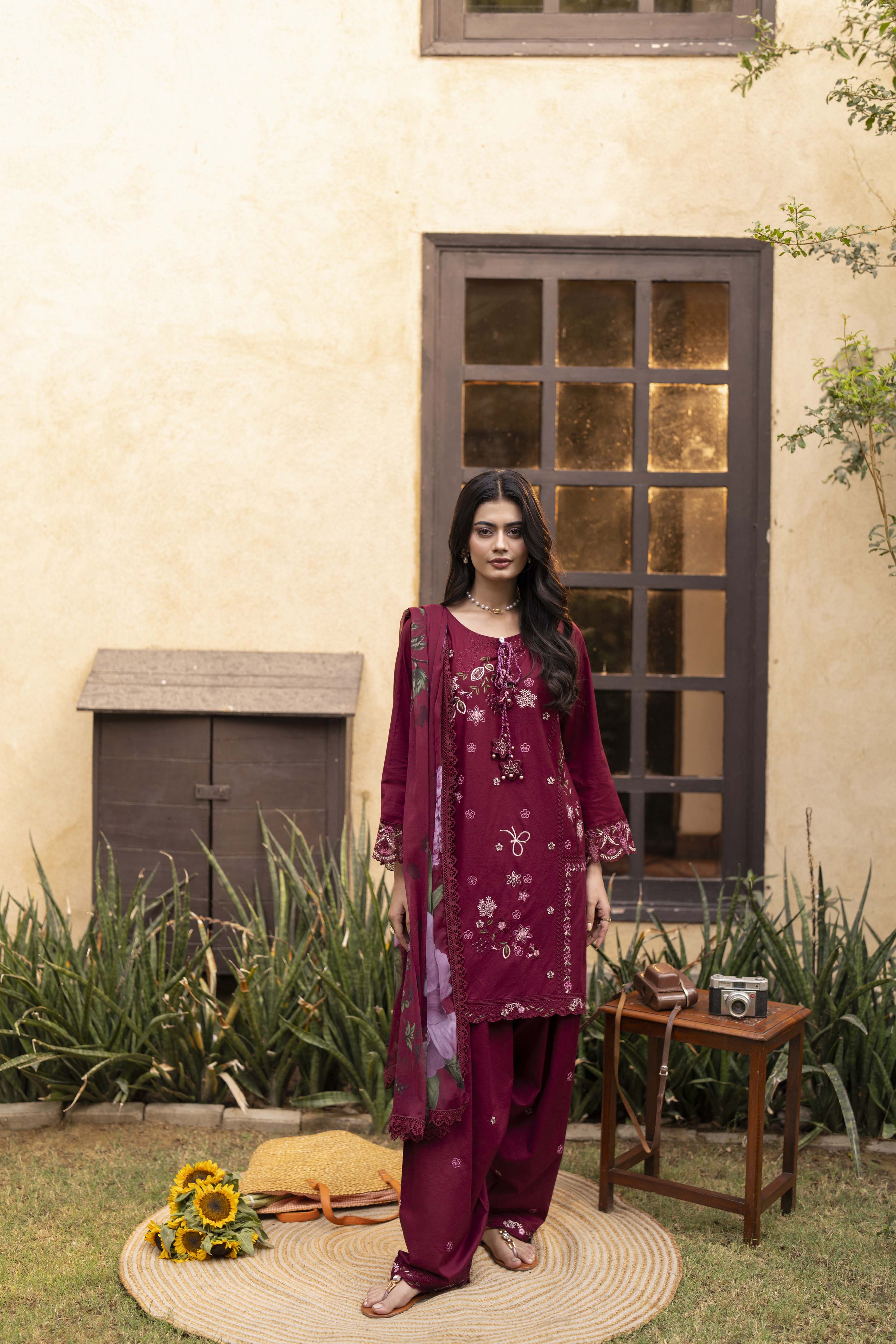 Alana Embroidered Cotton Stitched 3 Piece Suit | Rosh Creations