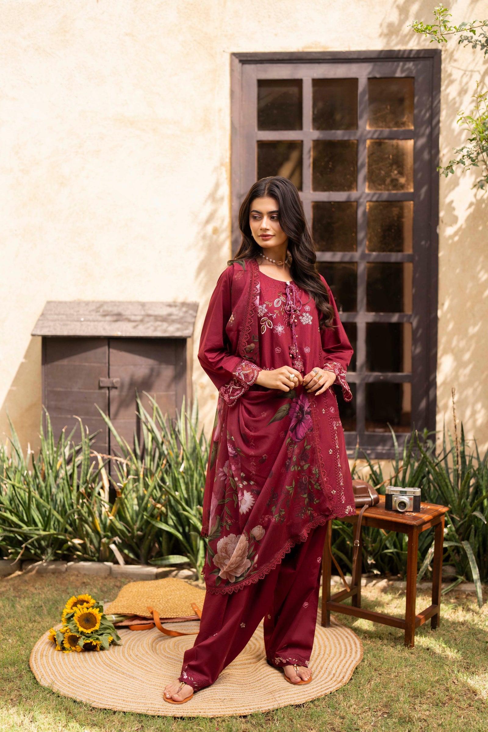 Alana Embroidered Cotton Stitched 3 Piece Suit | Rosh Creations