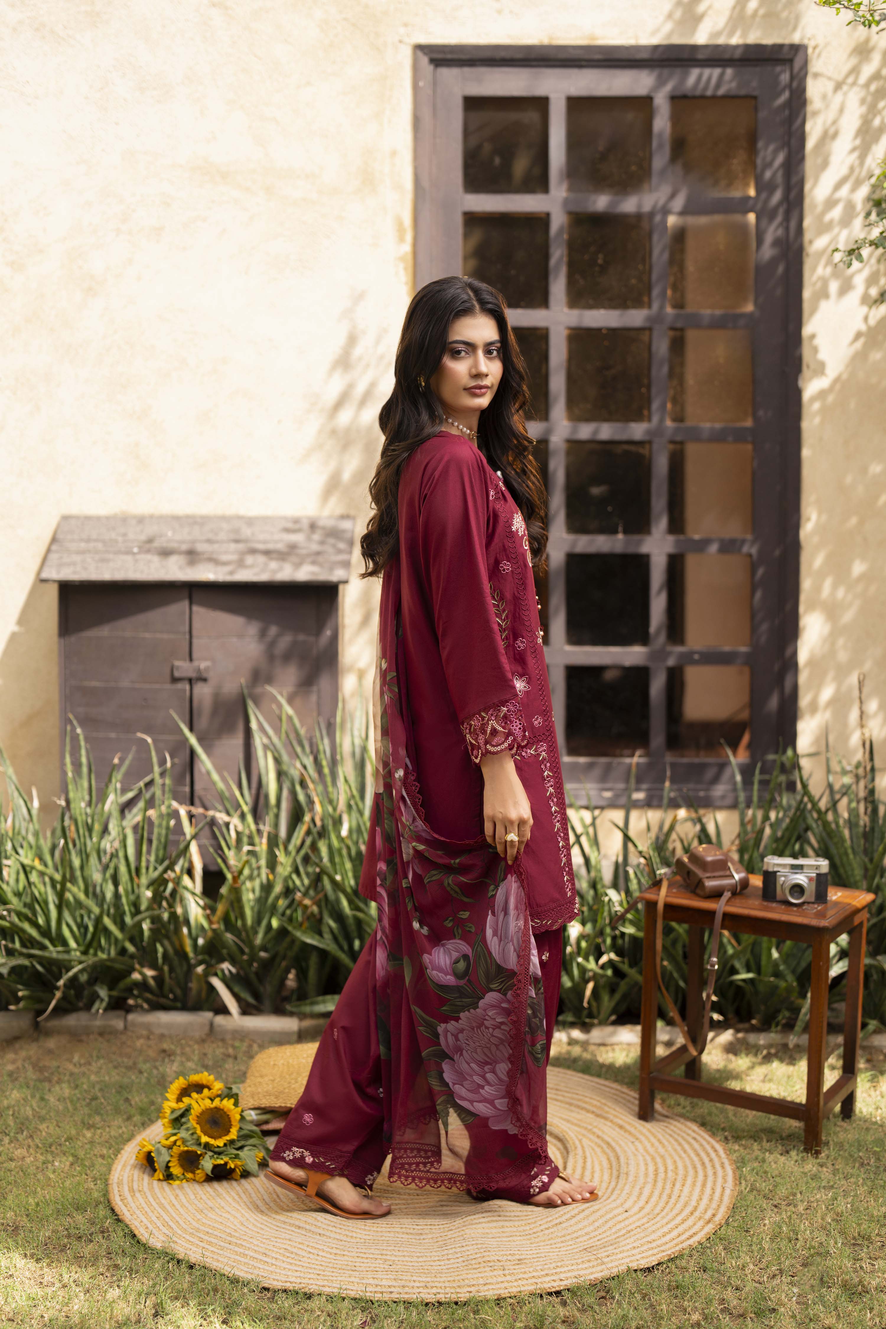 Alana Embroidered Cotton Stitched 3 Piece Suit | Rosh Creations