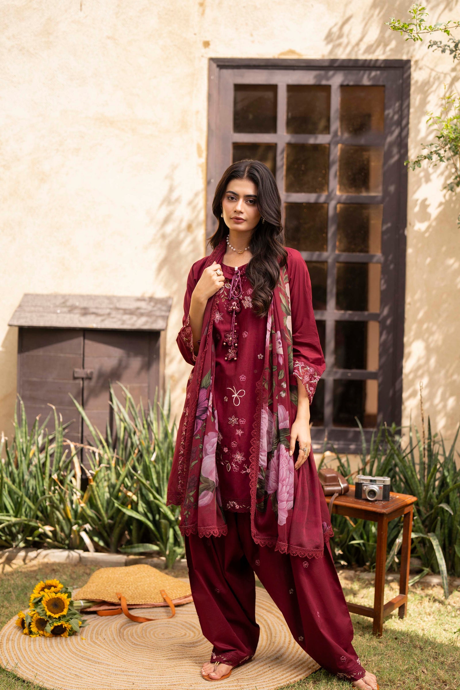 Alana Embroidered Cotton Stitched 3 Piece Suit | Rosh Creations
