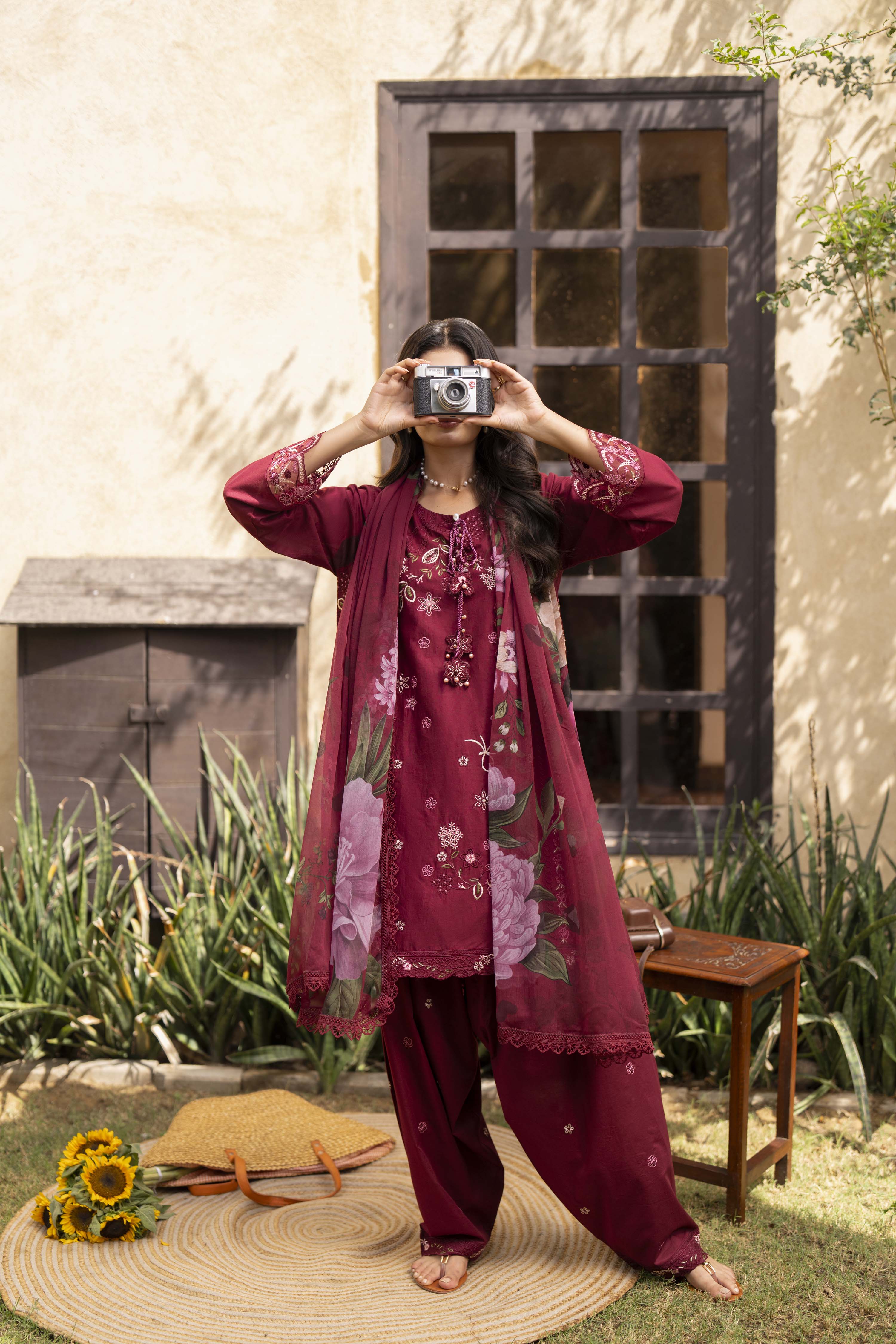 Alana Embroidered Cotton Stitched 3 Piece Suit | Rosh Creations