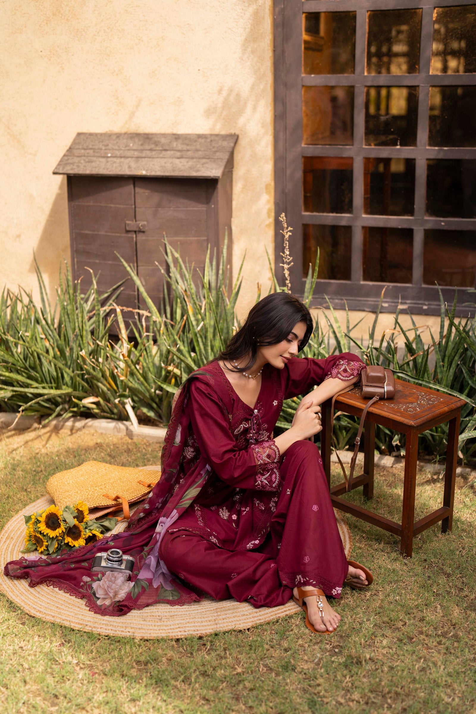 Alana Embroidered Cotton Stitched 3 Piece Suit | Rosh Creations