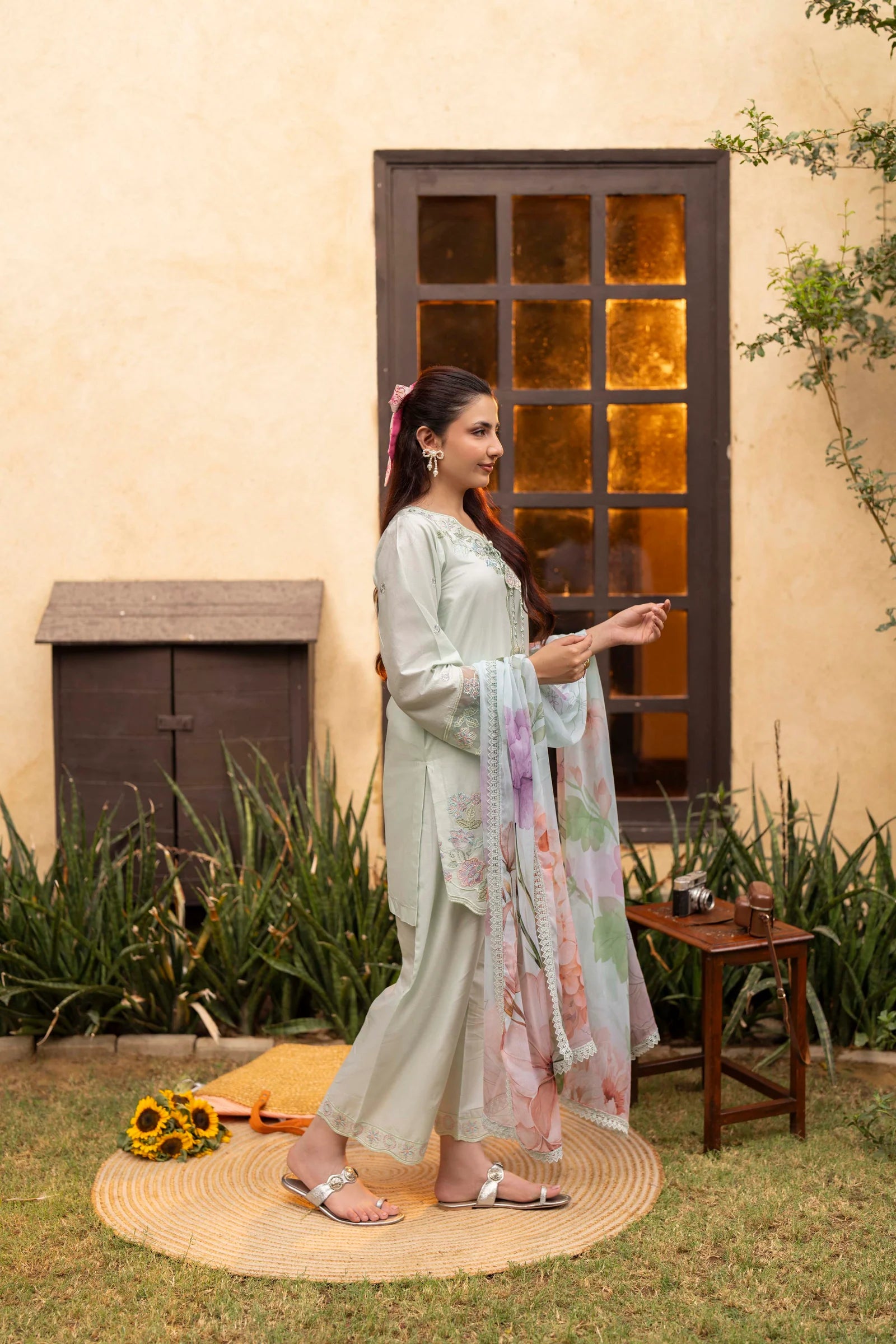 Aleya Embroidered Cotton Stitched 3 Piece Suit | Rosh Creations