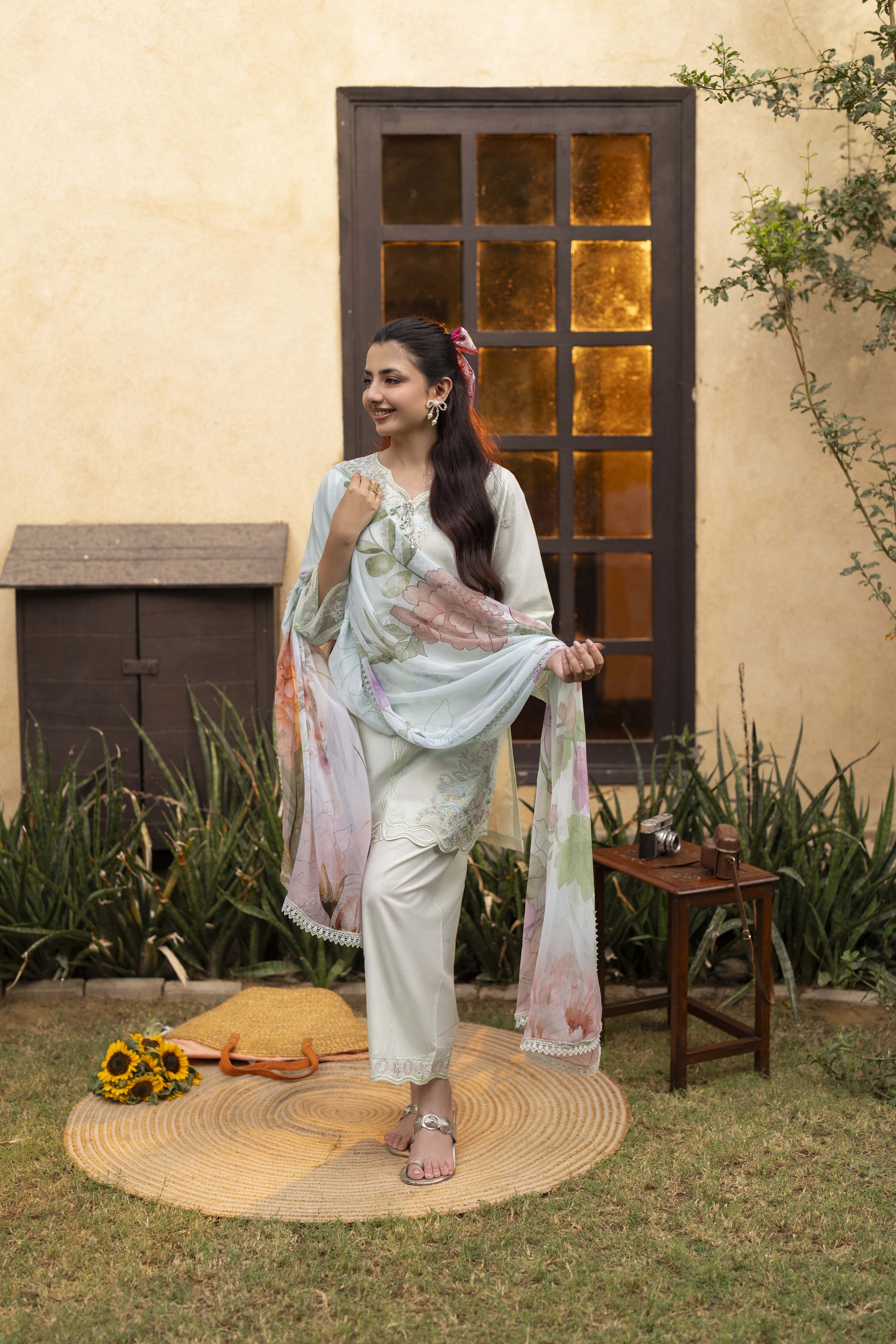 Aleya Embroidered Cotton Stitched 3 Piece Suit | Rosh Creations