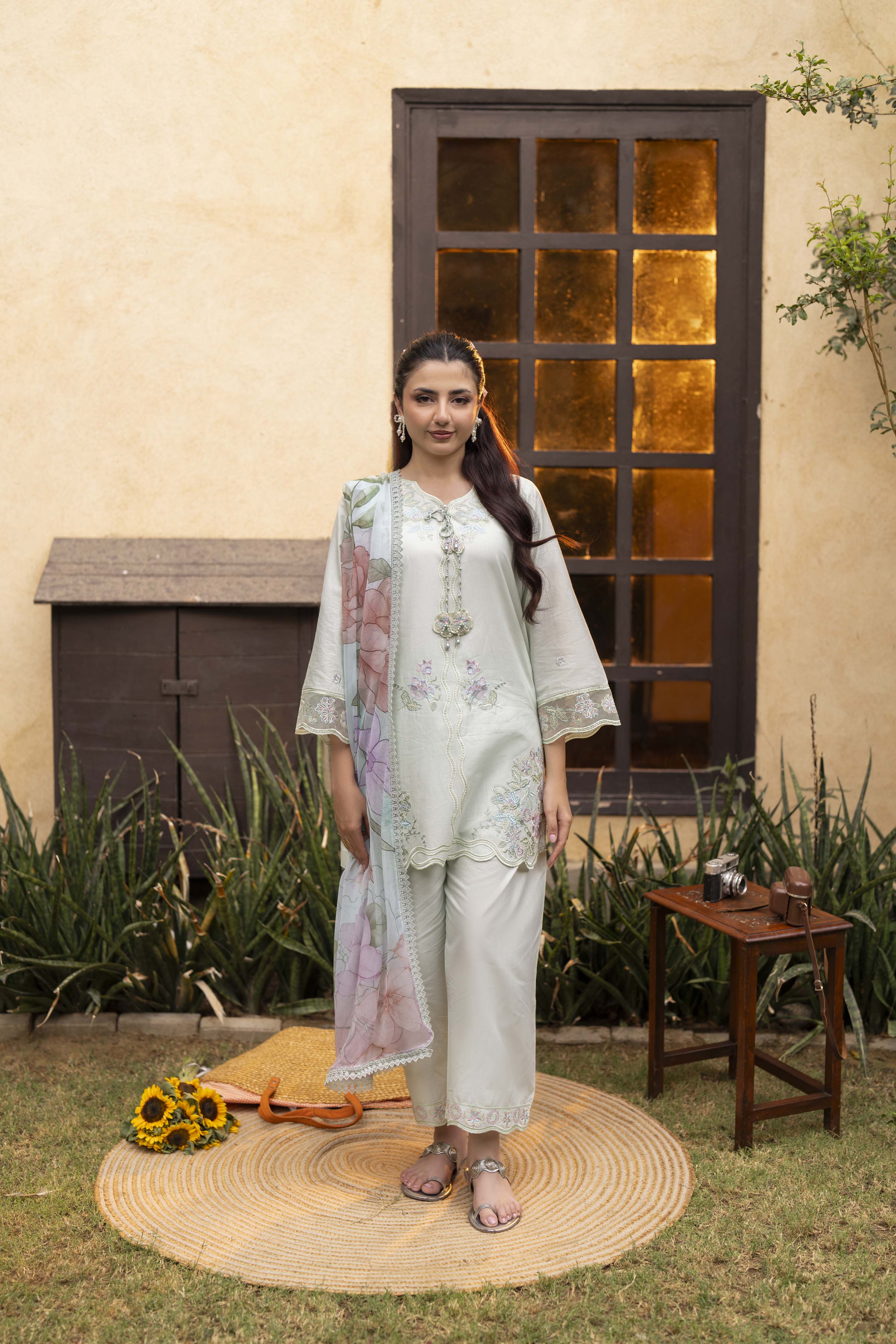 Aleya Embroidered Cotton Stitched 3 Piece Suit | Rosh Creations