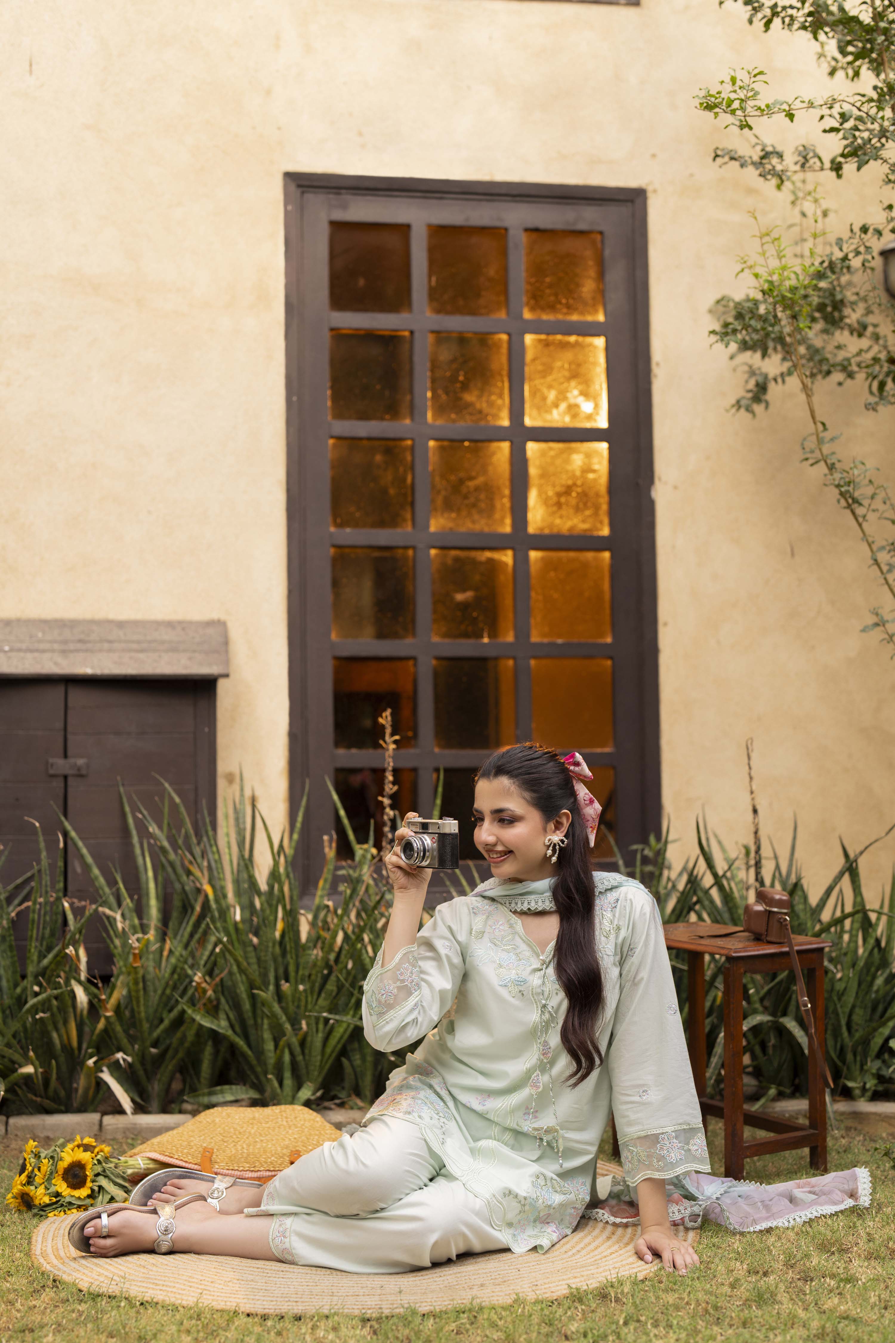 Aleya Embroidered Cotton Stitched 3 Piece Suit | Rosh Creations
