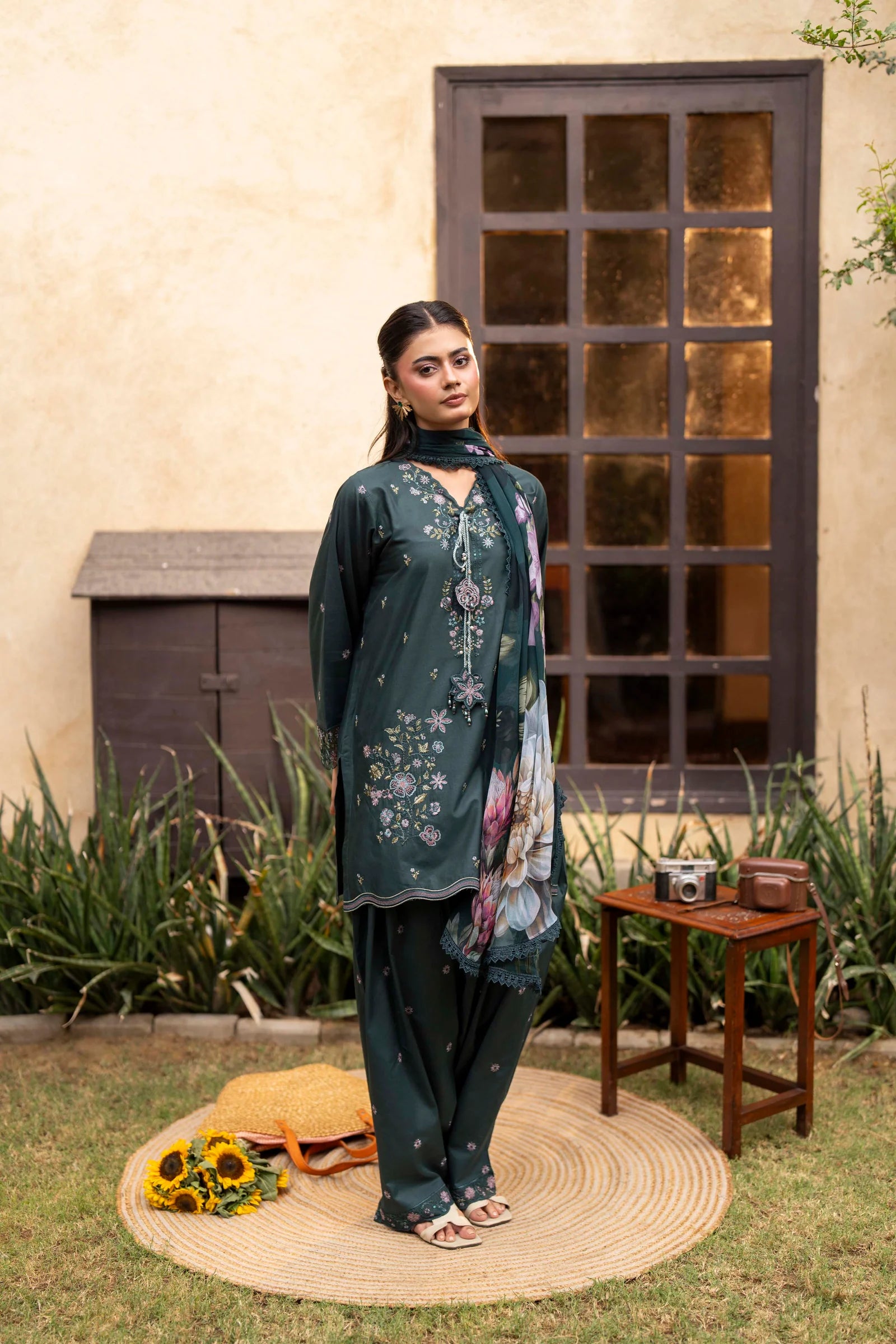 Celeste Embroidered Cotton Stitched 3 Piece Suit | Rosh Creations