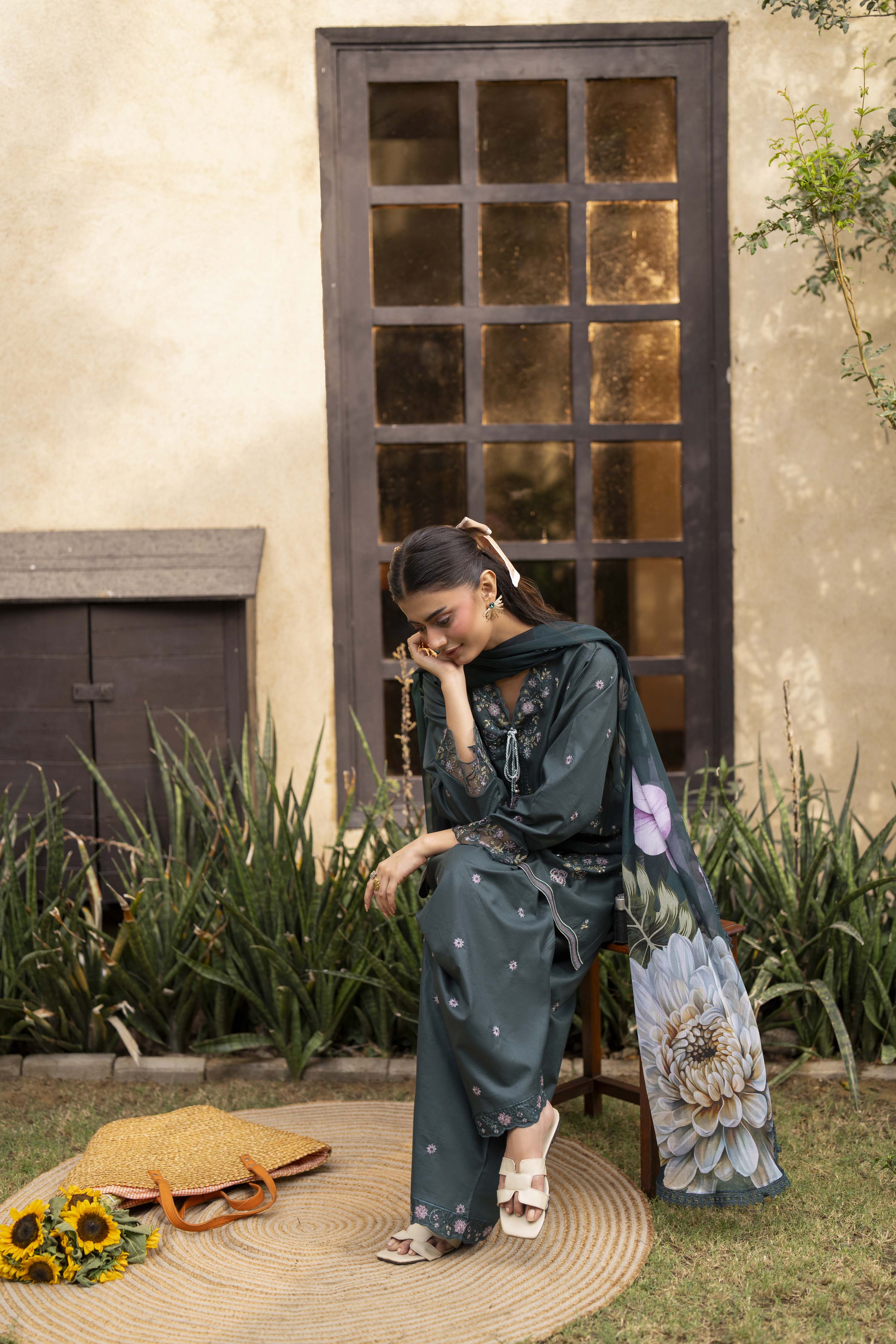 Celeste Embroidered Cotton Stitched 3 Piece Suit | Rosh Creations