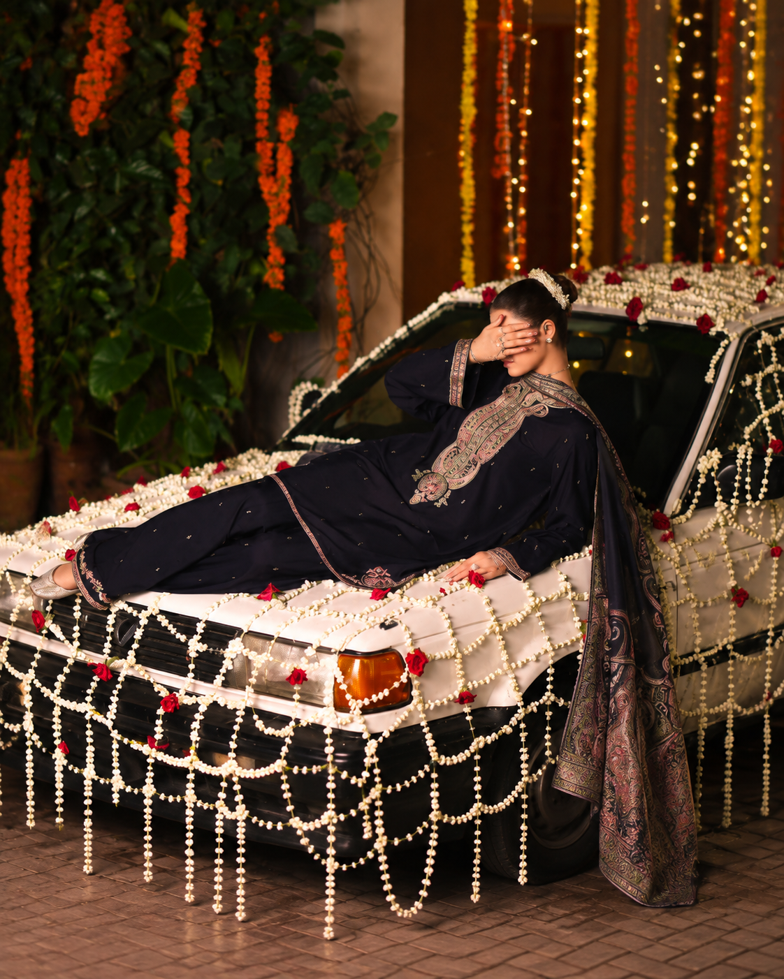 Husn-e-Mah Midnight Blue Embroidered Silk Viscose Suit | Pakistani Wedding Festive Wear