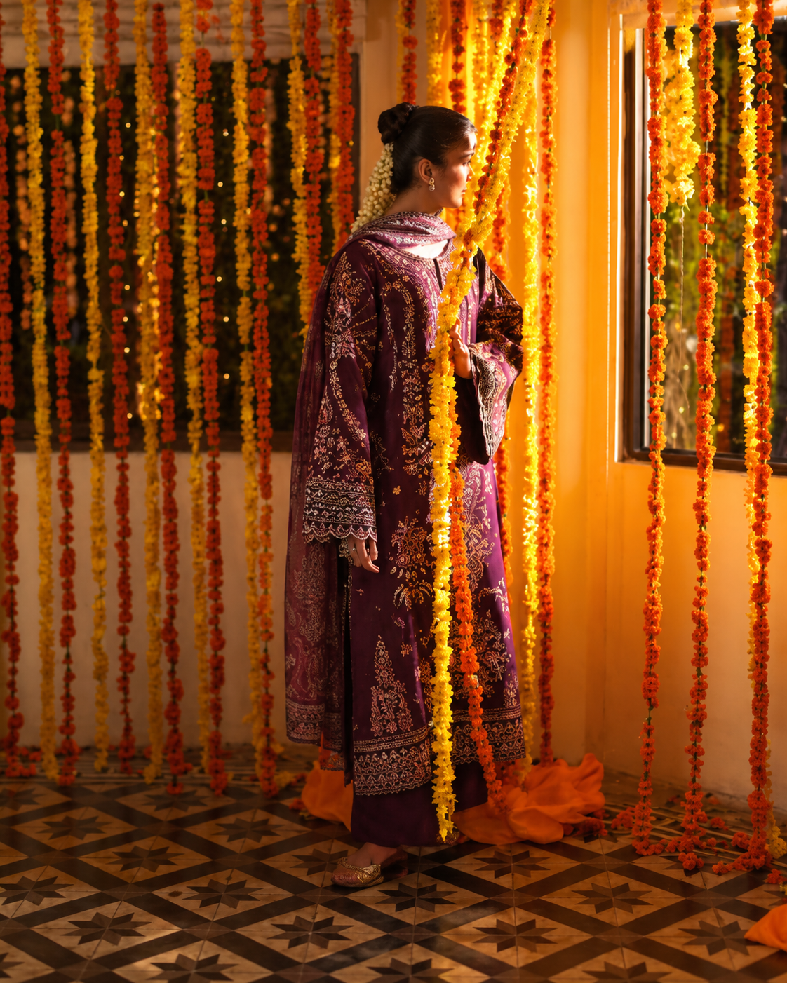Husn-e-Zareen Plum Embroidered Silk Viscose Suit | Pakistani Wedding Wear