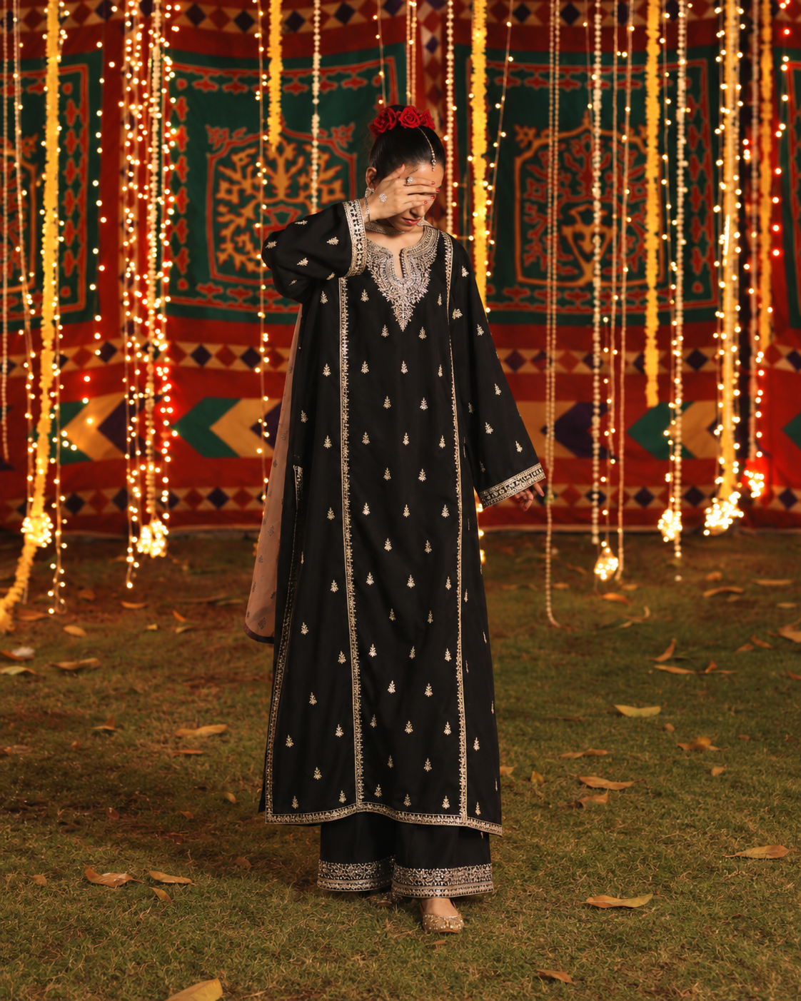 Noor-e-Shab Black Embroidered Silk Viscose Suit | Luxury Pakistani Wedding Wear