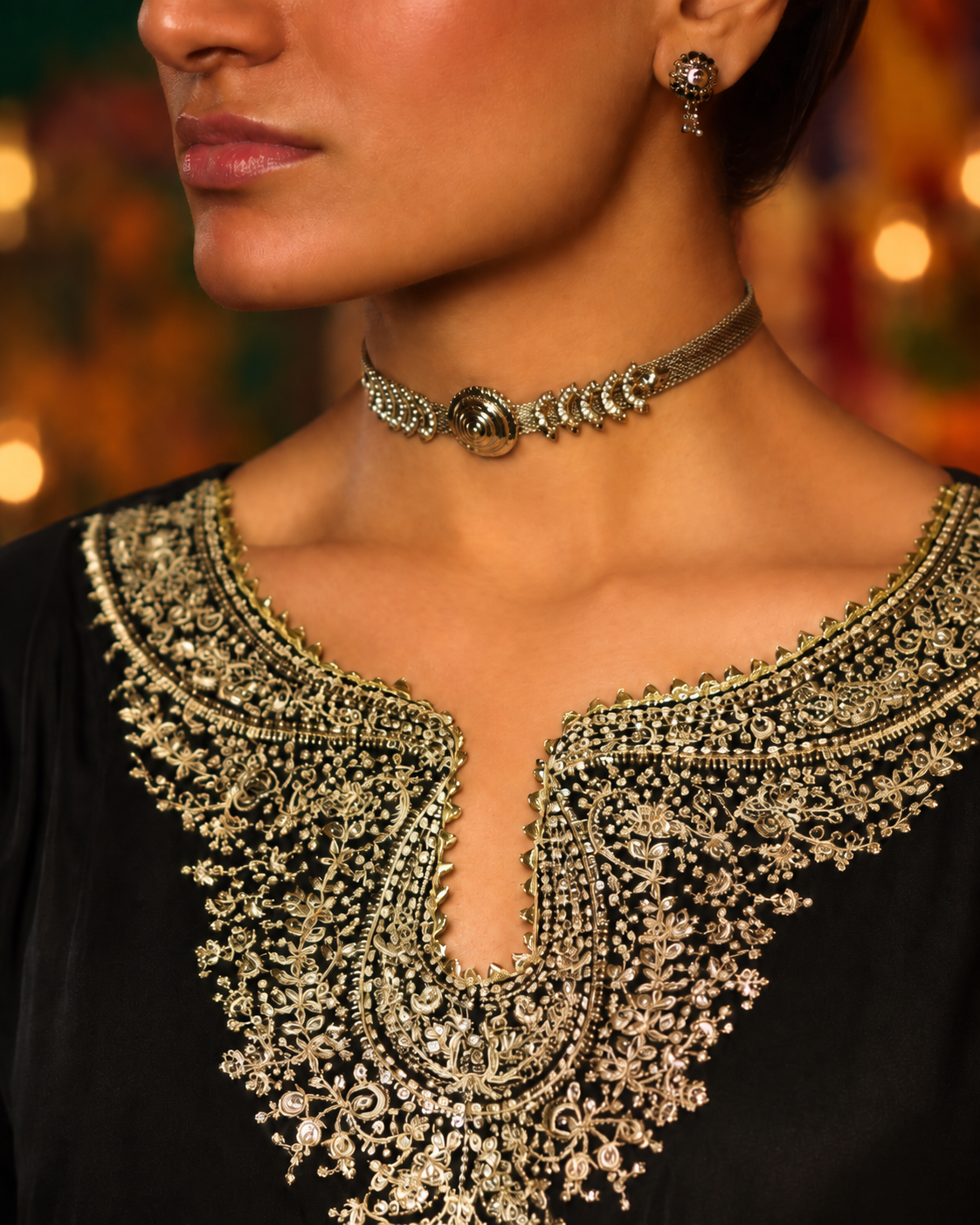 Noor-e-Shab Black Embroidered Silk Viscose Suit | Luxury Pakistani Wedding Wear