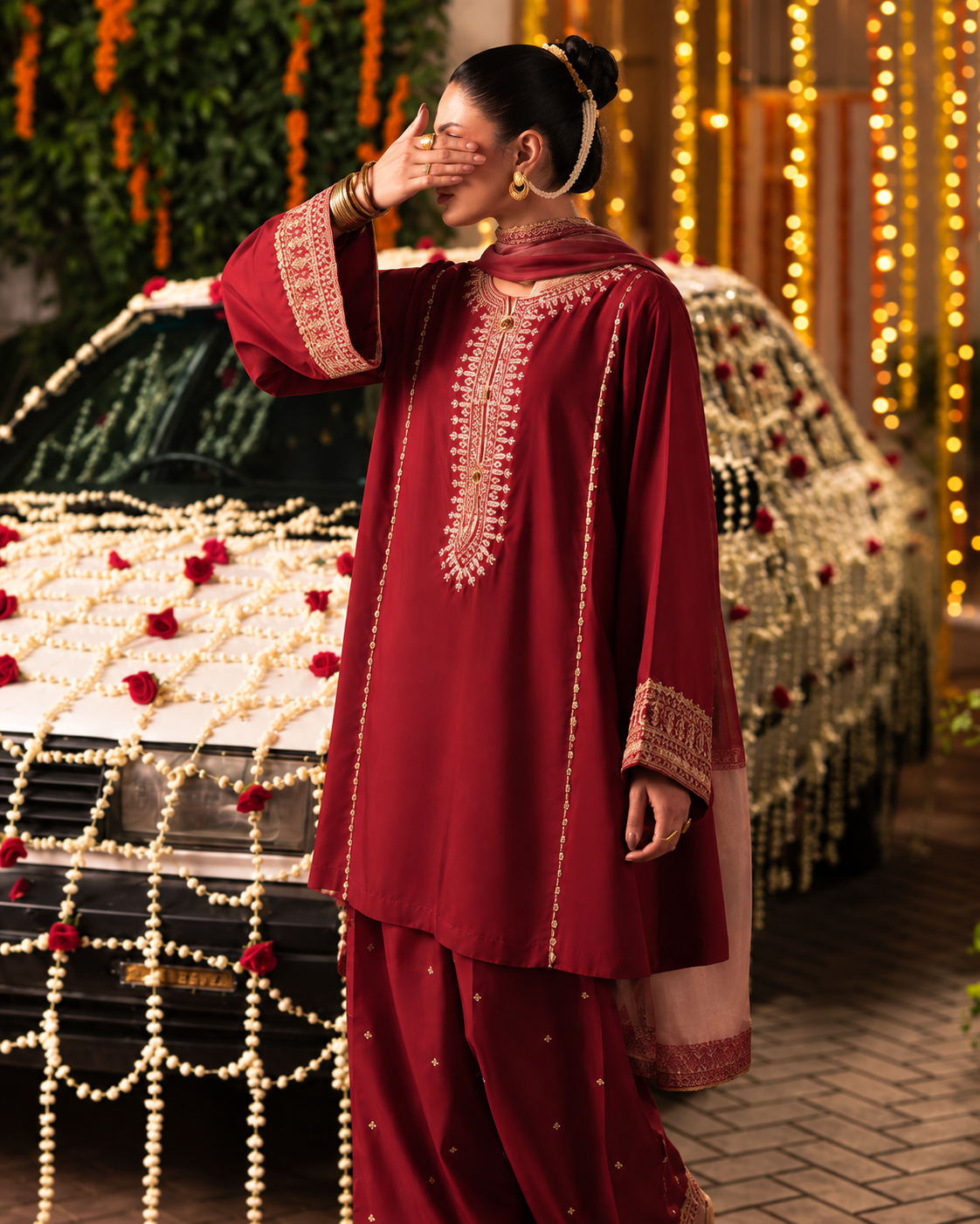 Waqar-e-Surkh Maroon Embroidered Pakistani Suit | Luxury Wedding Festive Wear