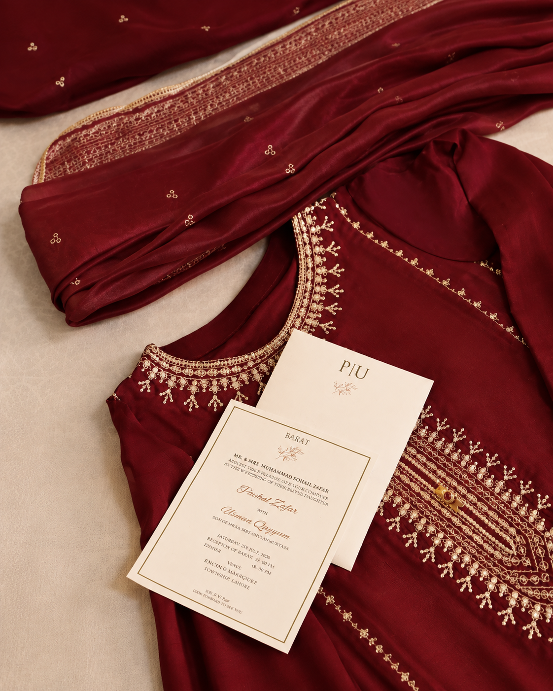 Waqar-e-Surkh Maroon Embroidered Pakistani Suit | Luxury Wedding Festive Wear