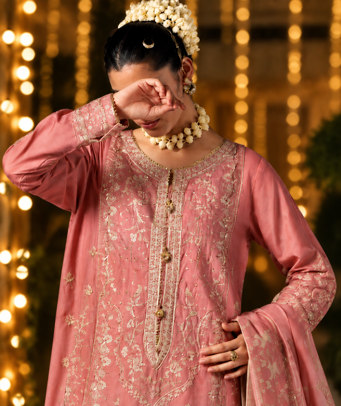 Zar Gul Blush Pink Embroidered Pakistani Suit | Luxury Festive Wedding Wear