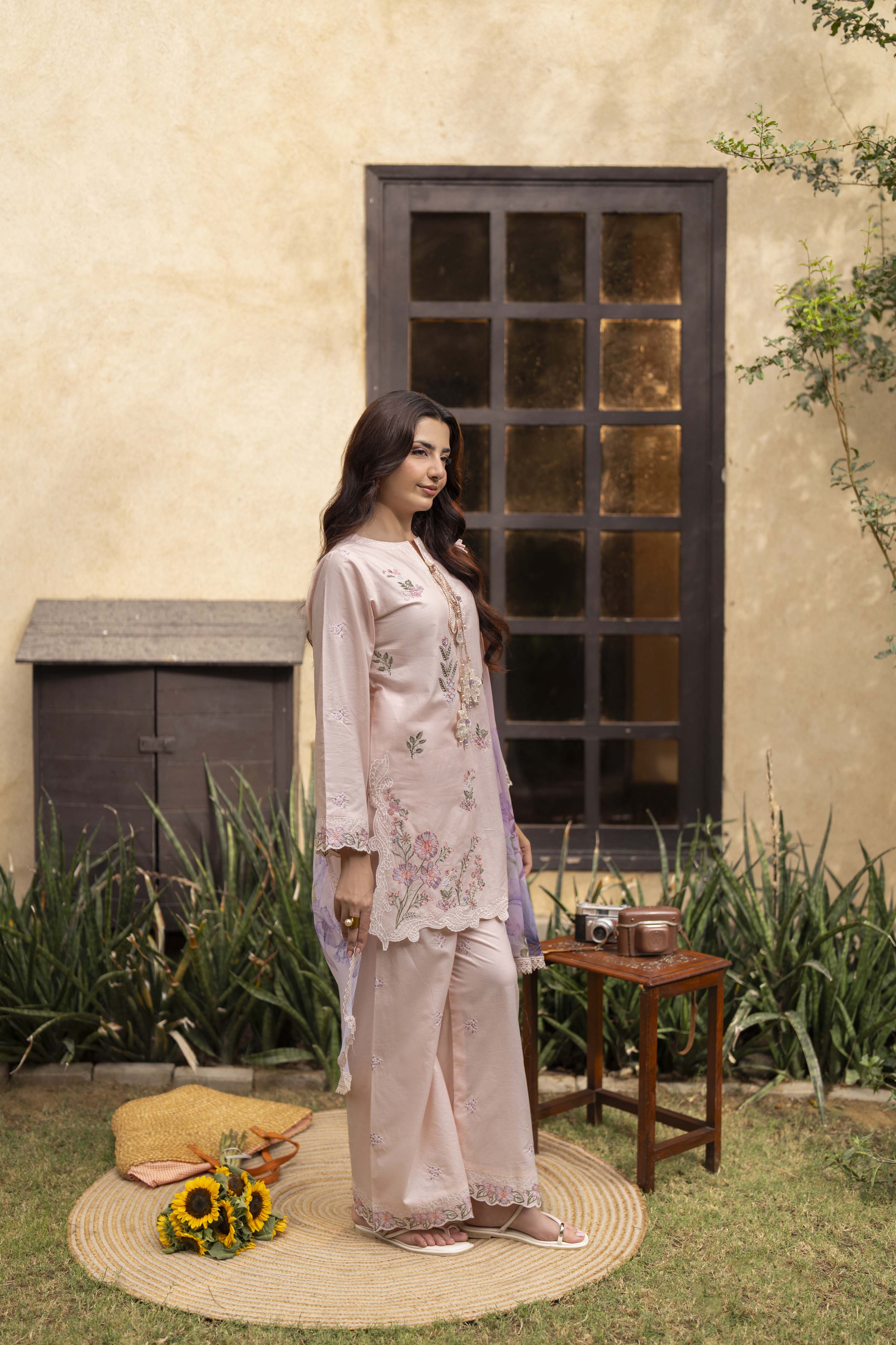 Flora Embroidered Cotton Stitched 3 Piece Suit | Rosh Creations
