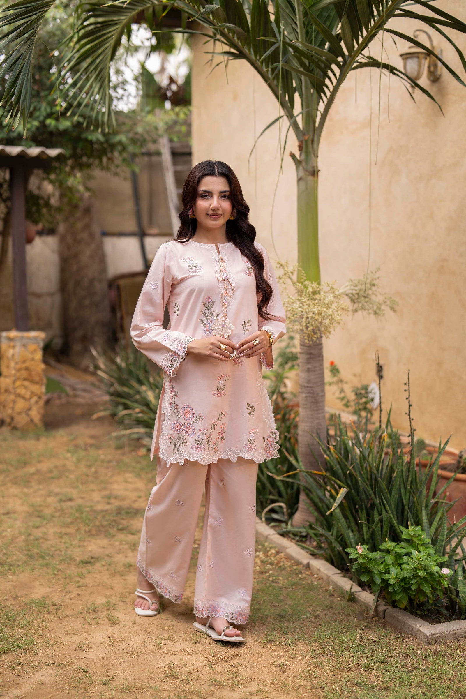 Flora Embroidered Cotton Stitched 3 Piece Suit | Rosh Creations