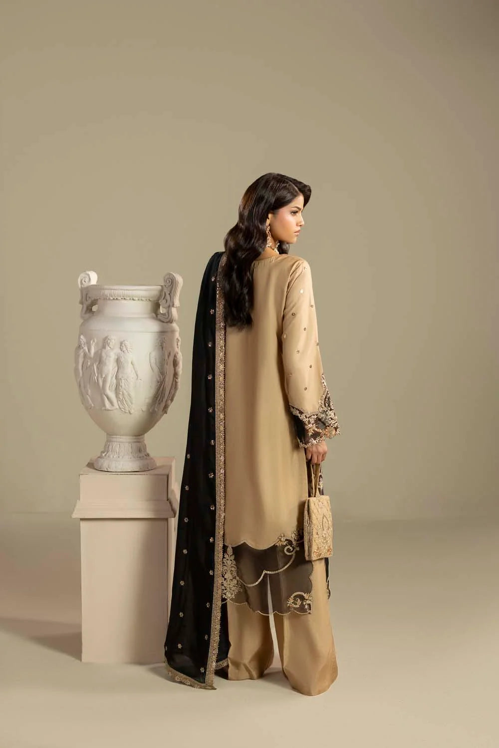 Raw Silk Hand-Embellished Suit — Gold | Rosh Creations