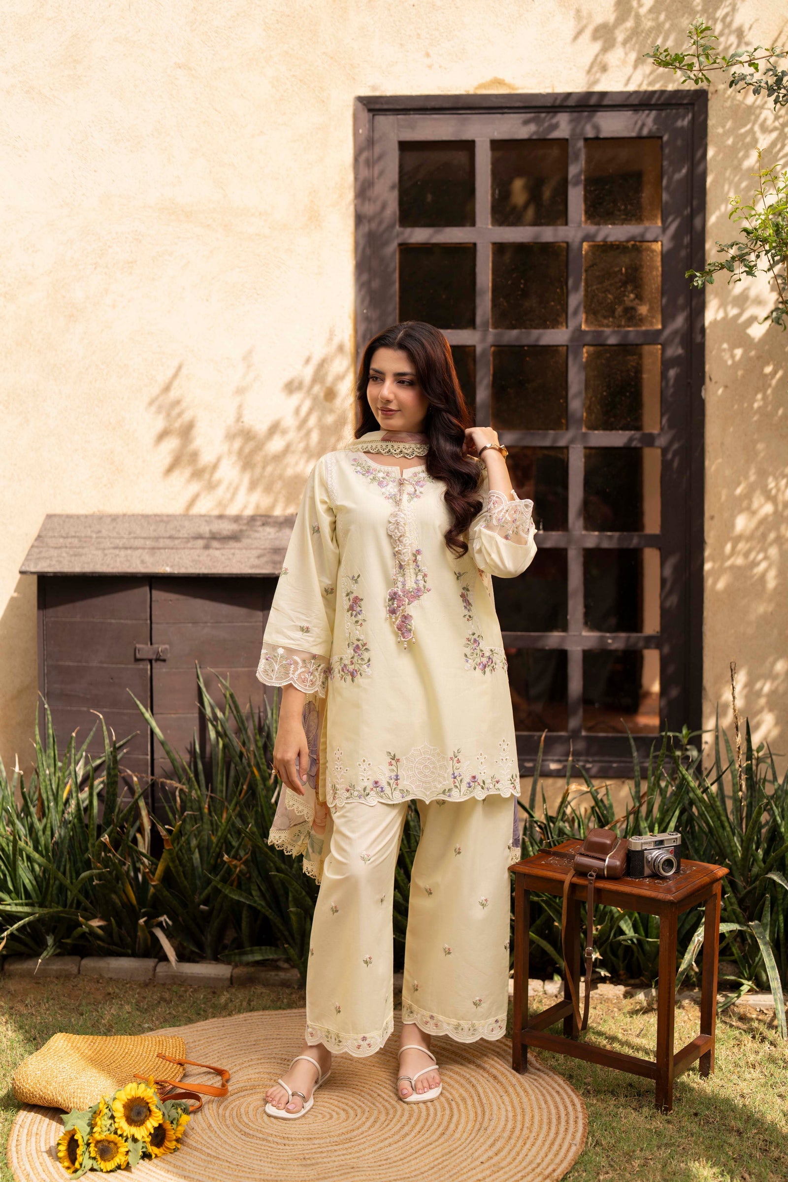 Kyra Embroidered Cotton Stitched 3 Piece Suit | Rosh Creations