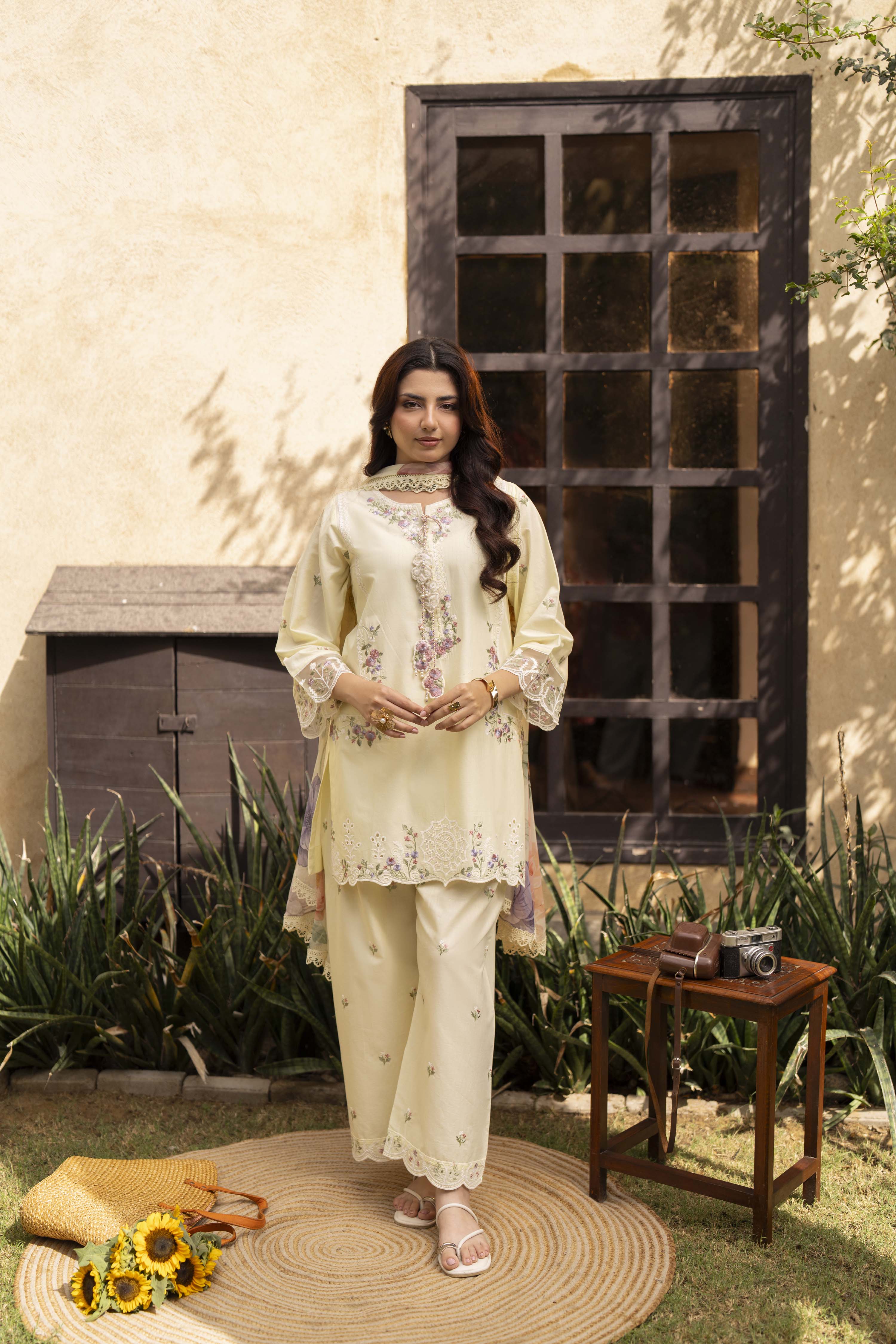 Kyra Embroidered Cotton Stitched 3 Piece Suit | Rosh Creations