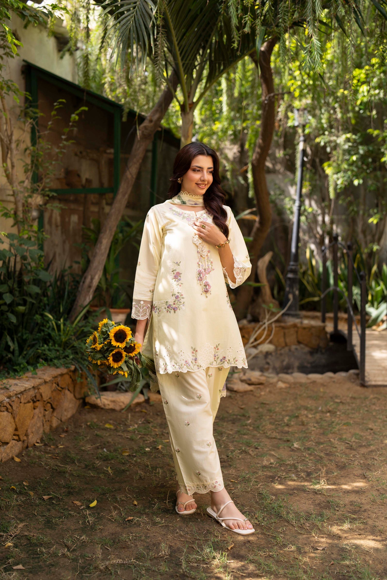 Kyra Embroidered Cotton Stitched 3 Piece Suit | Rosh Creations