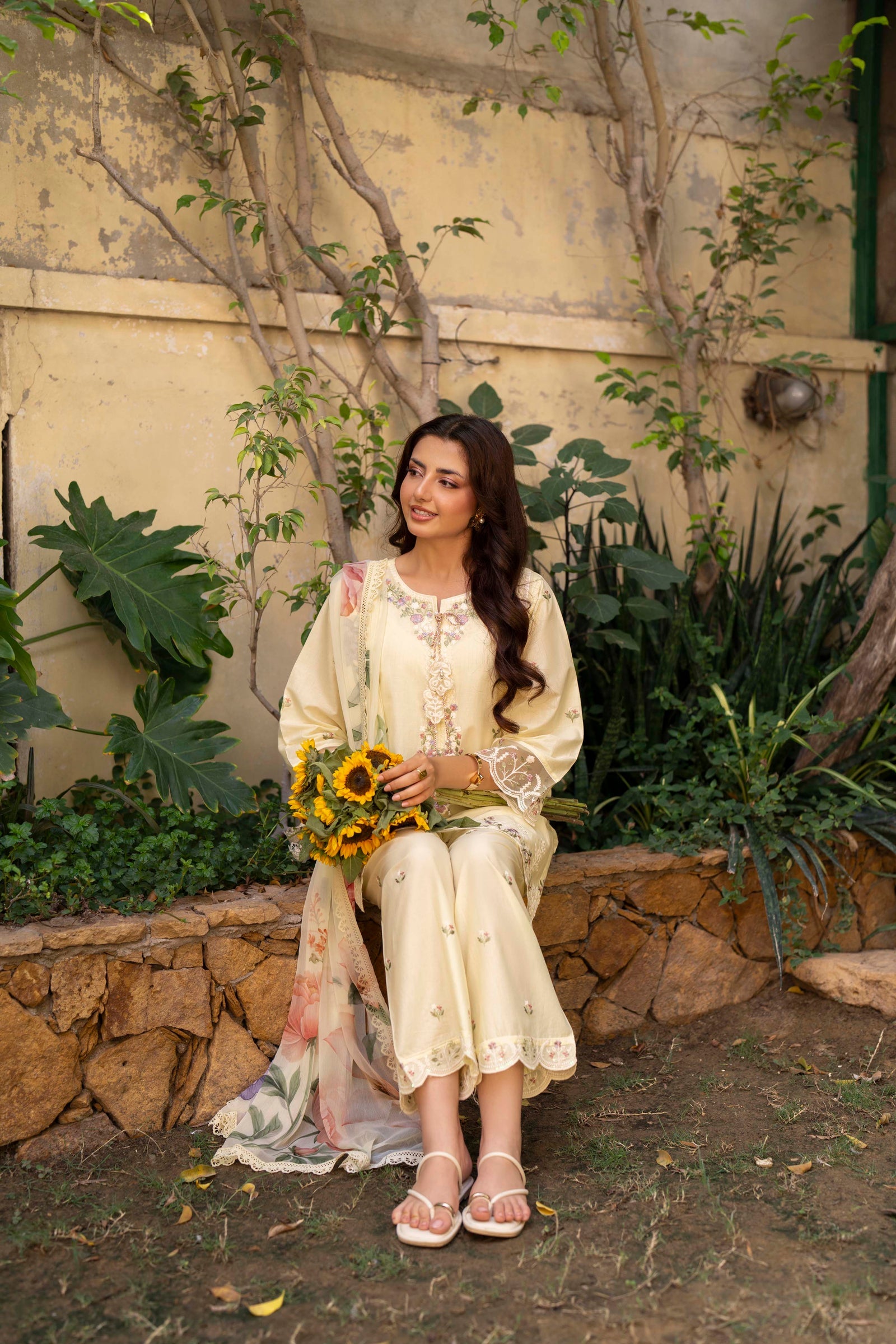 Kyra Embroidered Cotton Stitched 3 Piece Suit | Rosh Creations