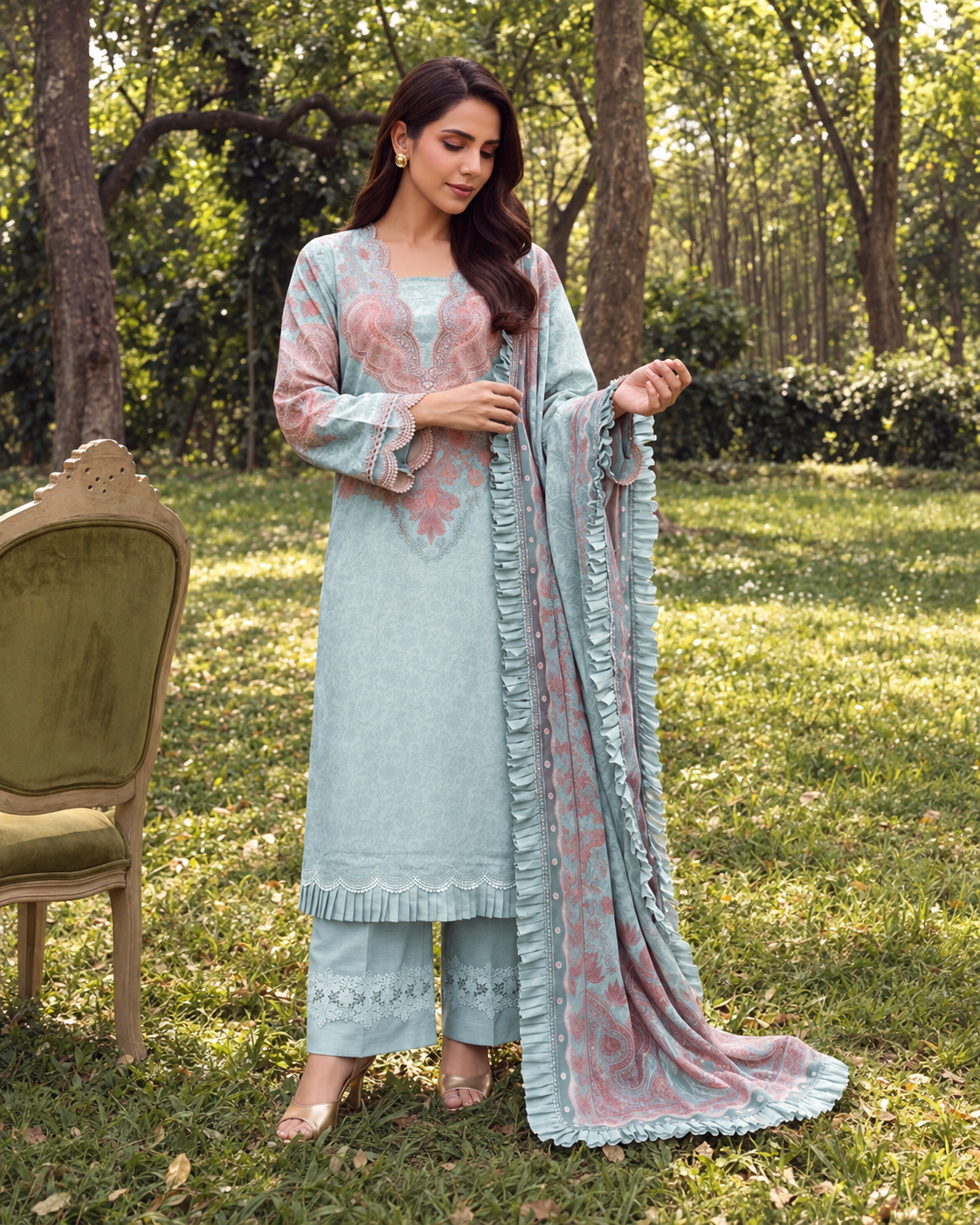 Howlite Lawn Embroidered Suit | Rosh Creations