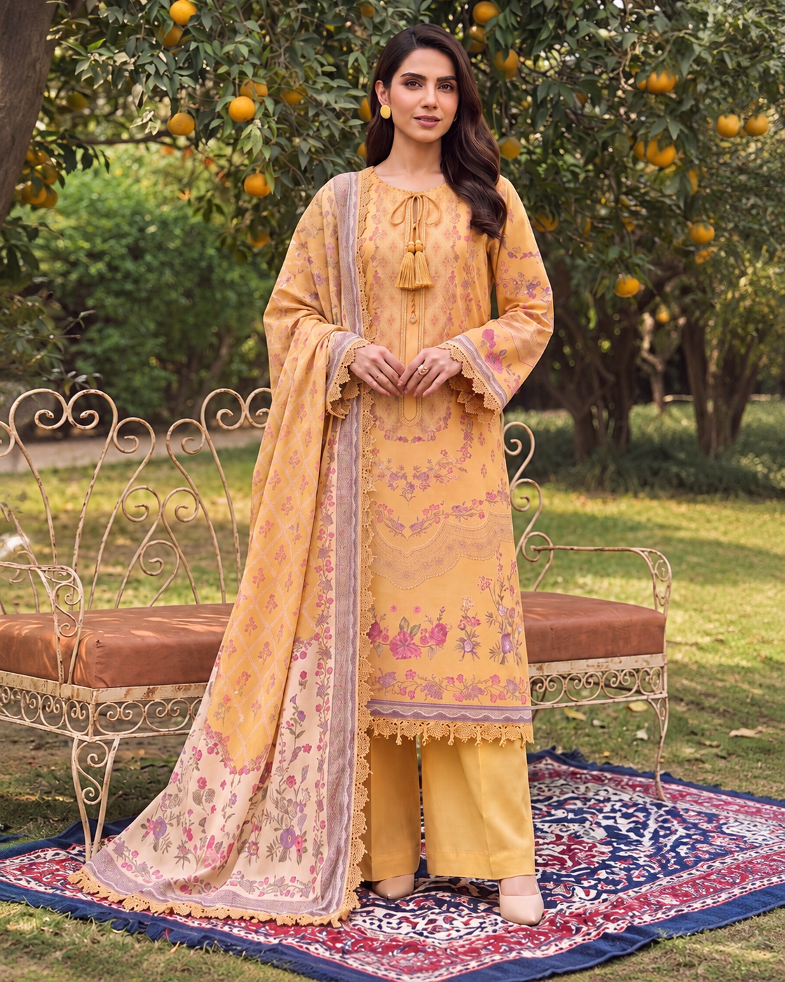 Mariegold Lawn Embroidered Suit | Rosh Creations