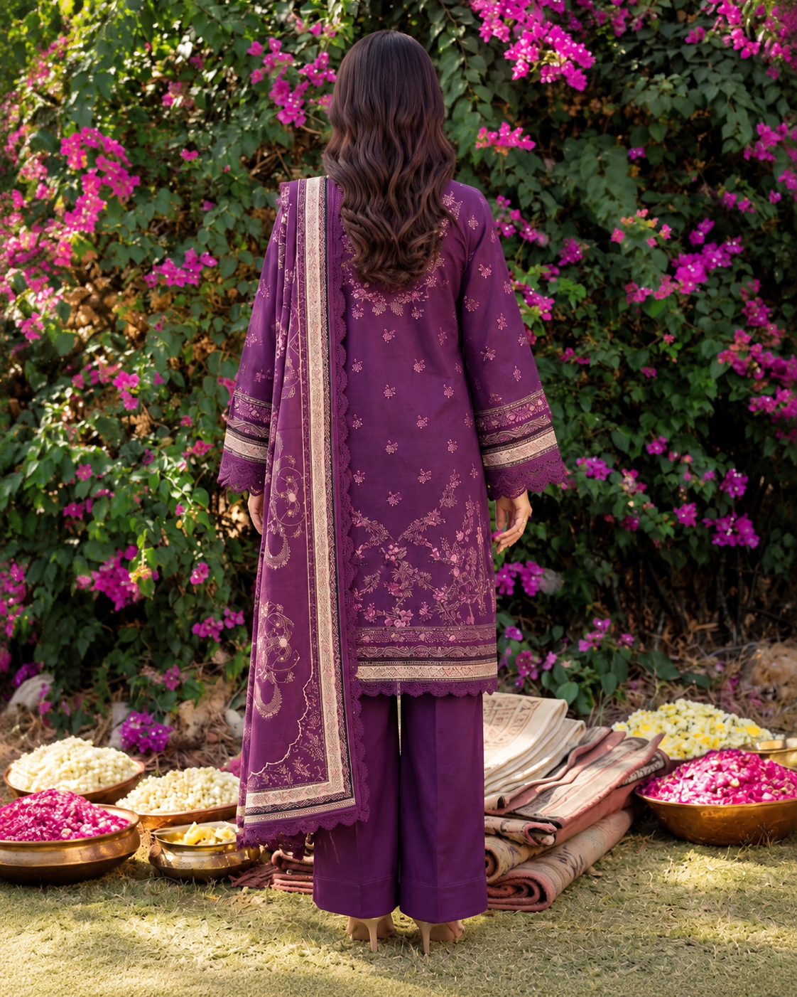 Onyx Lawn Embroidered Suit | Rosh Creations