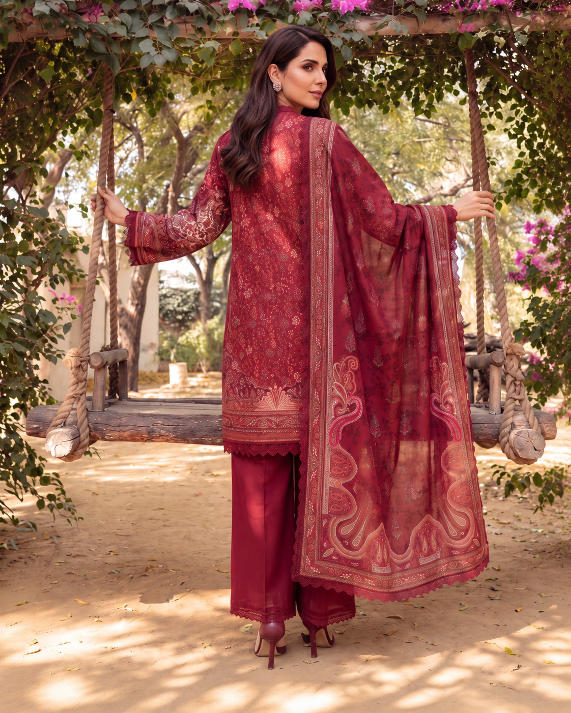 Ruby Lawn Embroidered Suit | Rosh Creations