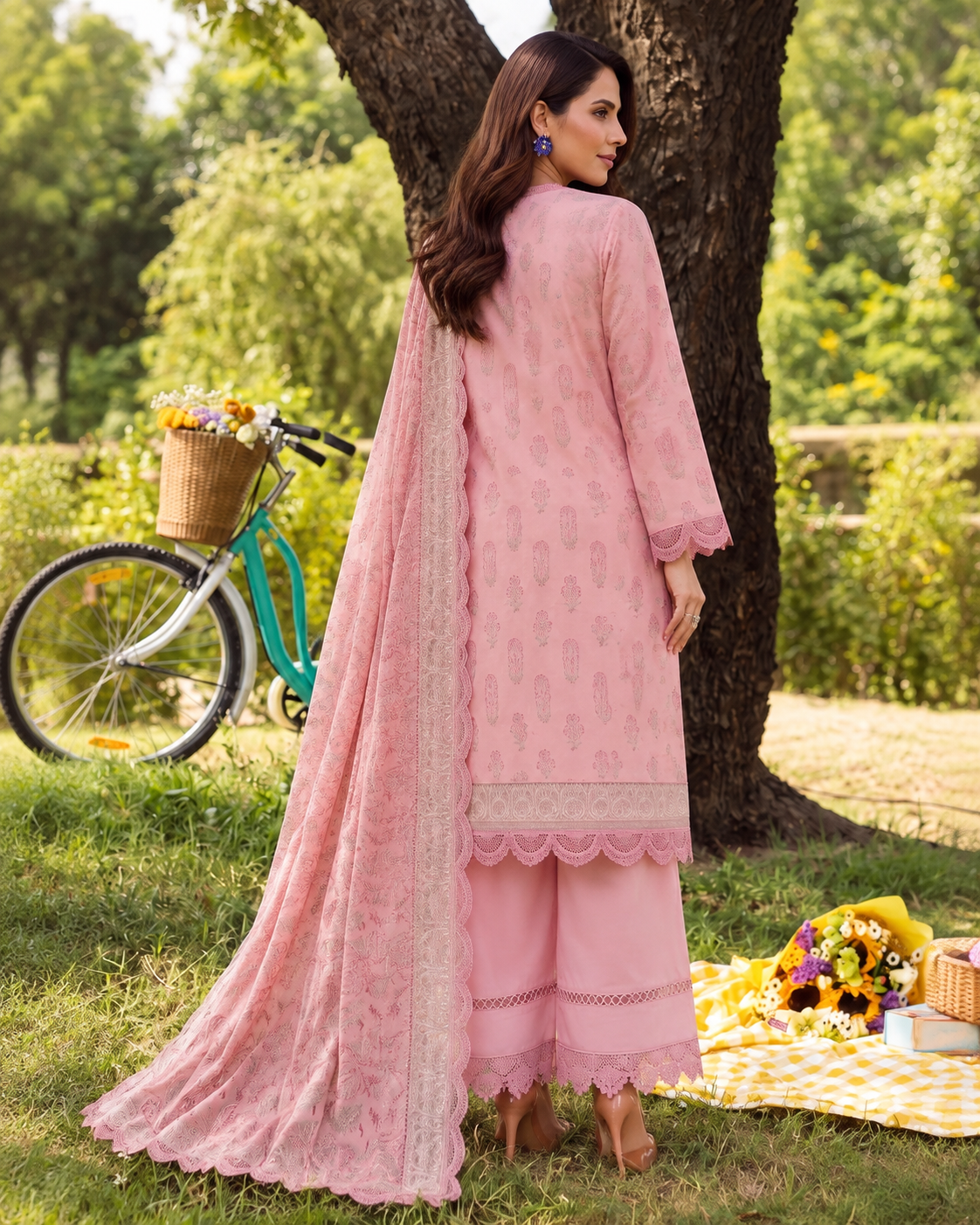 Opal Lawn Embroidered Suit | Rosh Creations