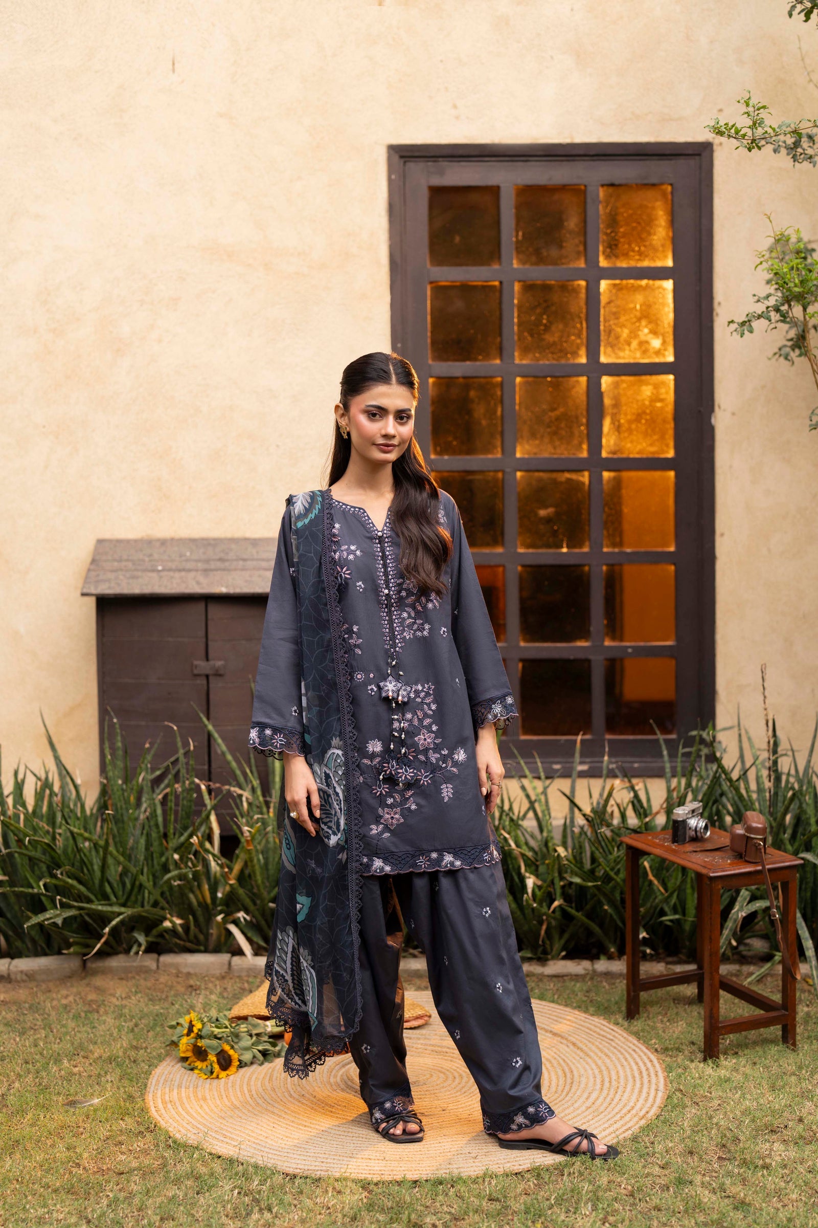 Oria Embroidered Cotton Stitched 3 Piece Suit | Rosh creations