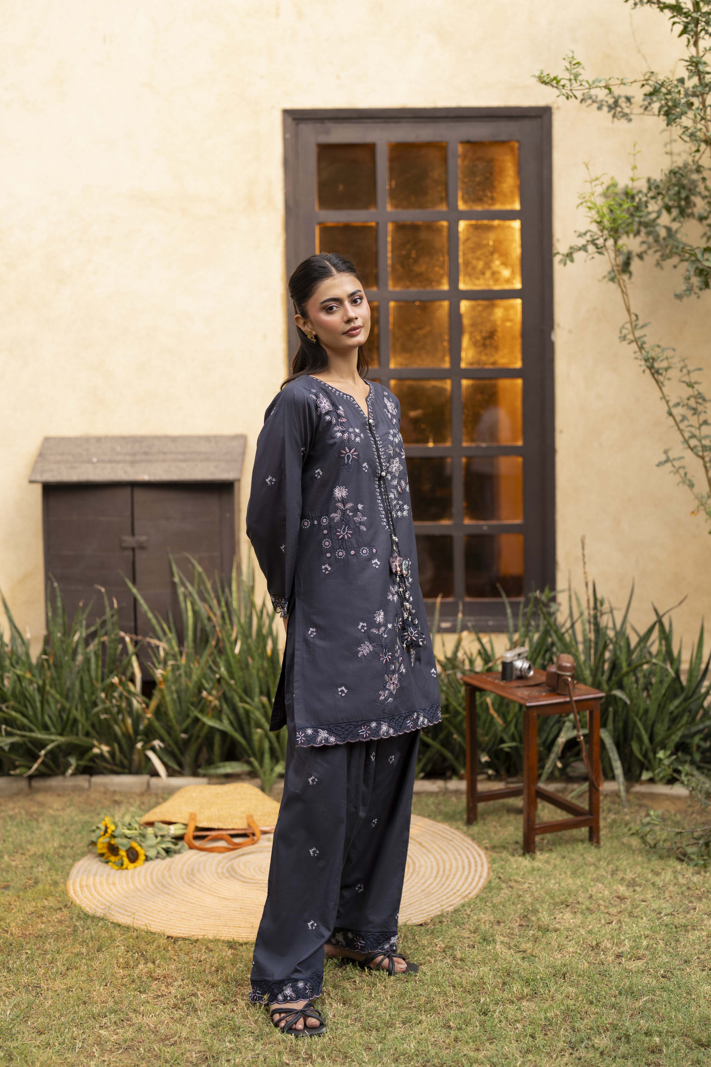 Oria Embroidered Cotton Stitched 3 Piece Suit | Rosh creations