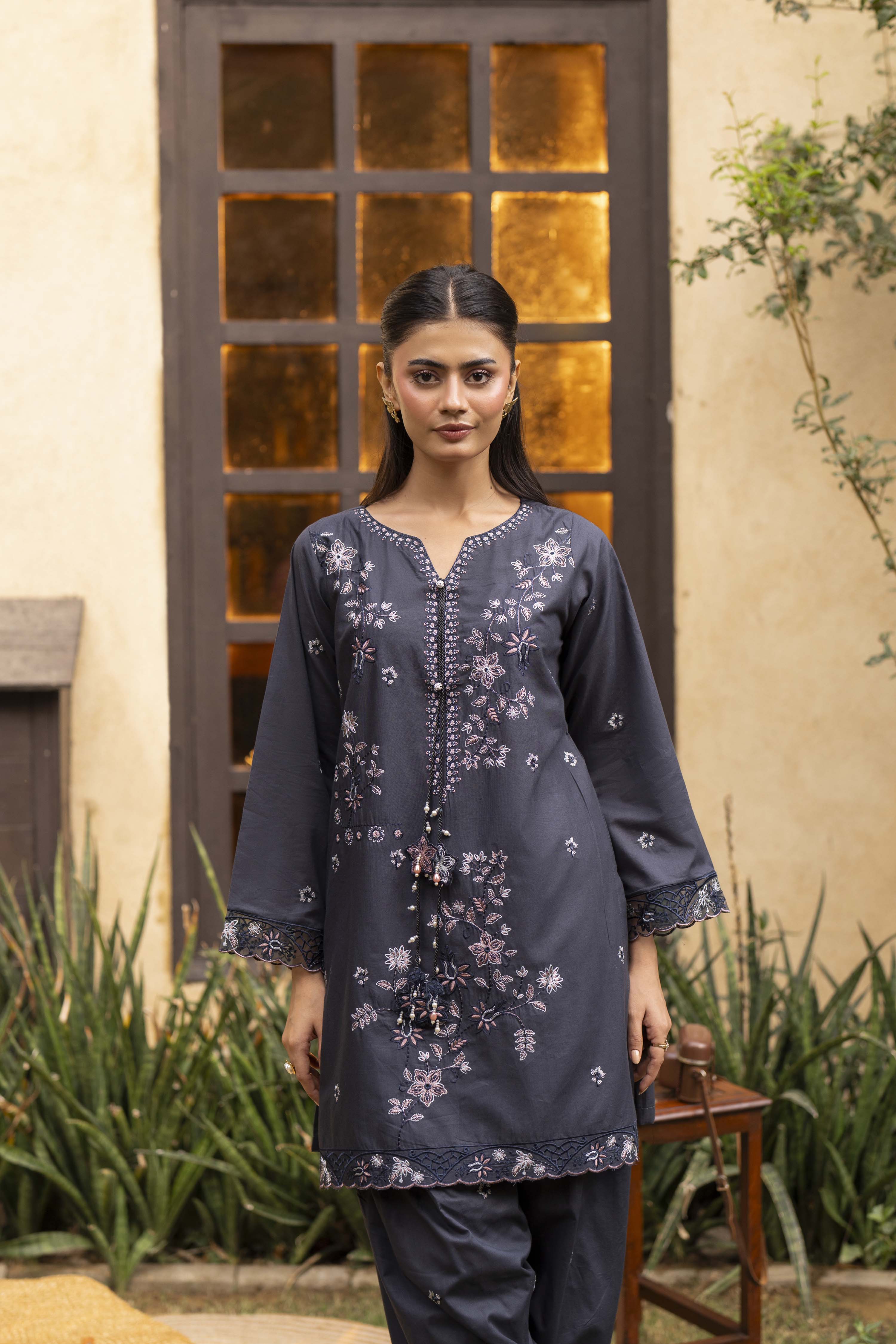 Oria Embroidered Cotton Stitched 3 Piece Suit | Rosh creations