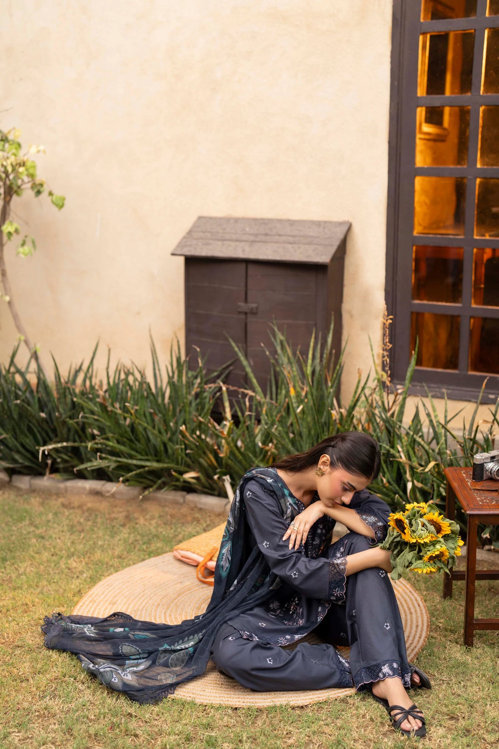 Oria Embroidered Cotton Stitched 3 Piece Suit | Rosh creations