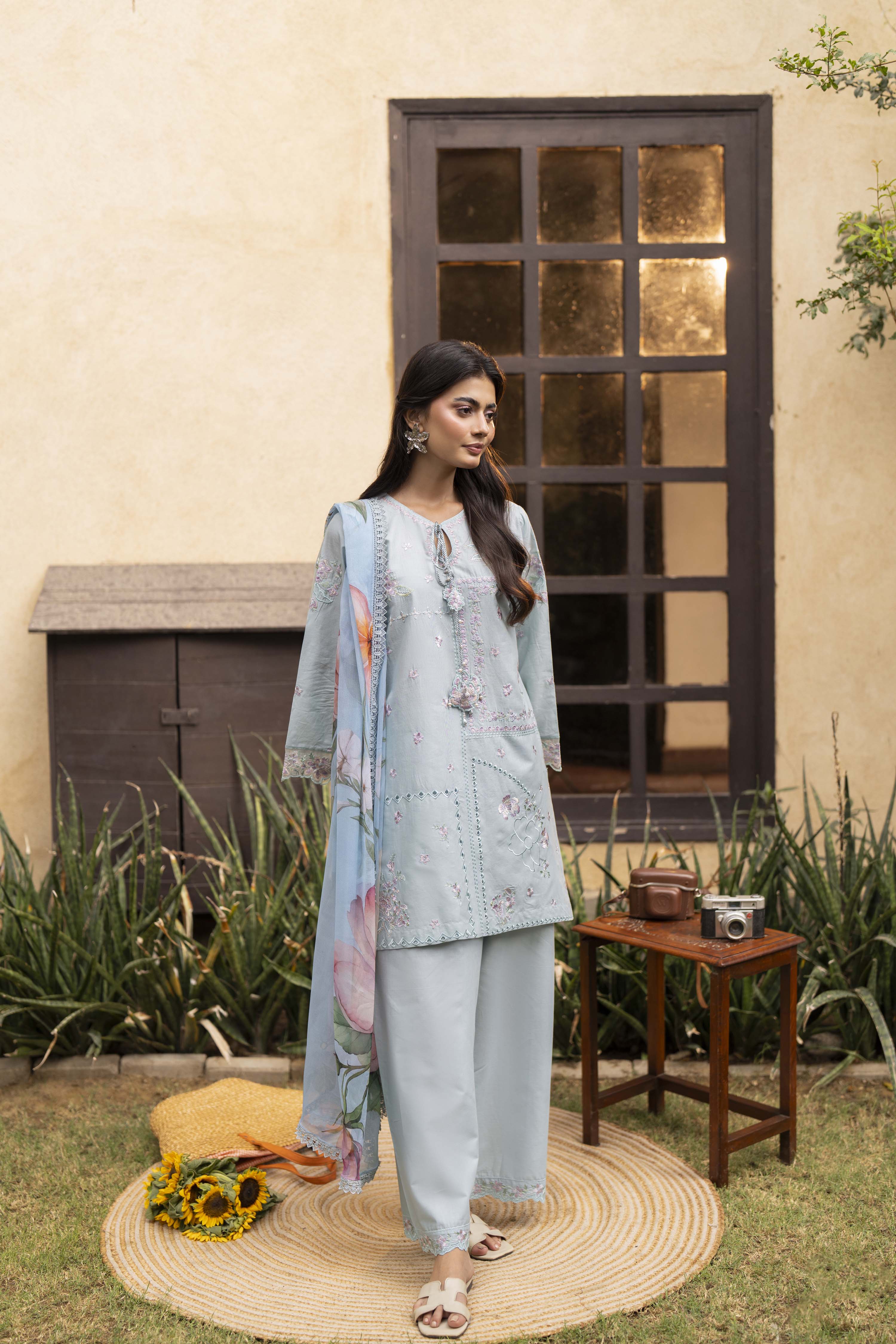 Stella Embroidered Cotton Stitched 3 Piece Suit | Rosh Creations