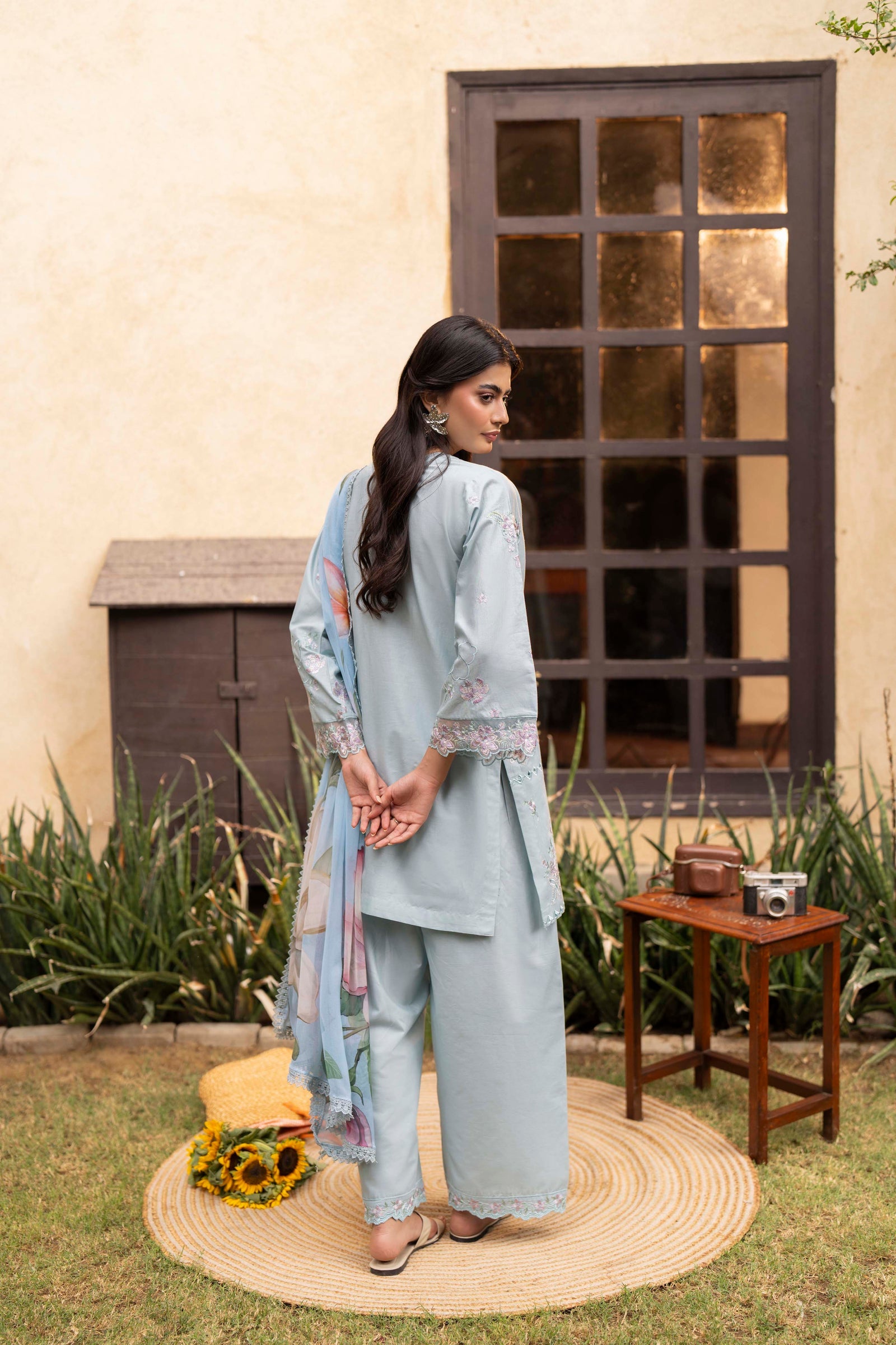 Stella Embroidered Cotton Stitched 3 Piece Suit | Rosh Creations