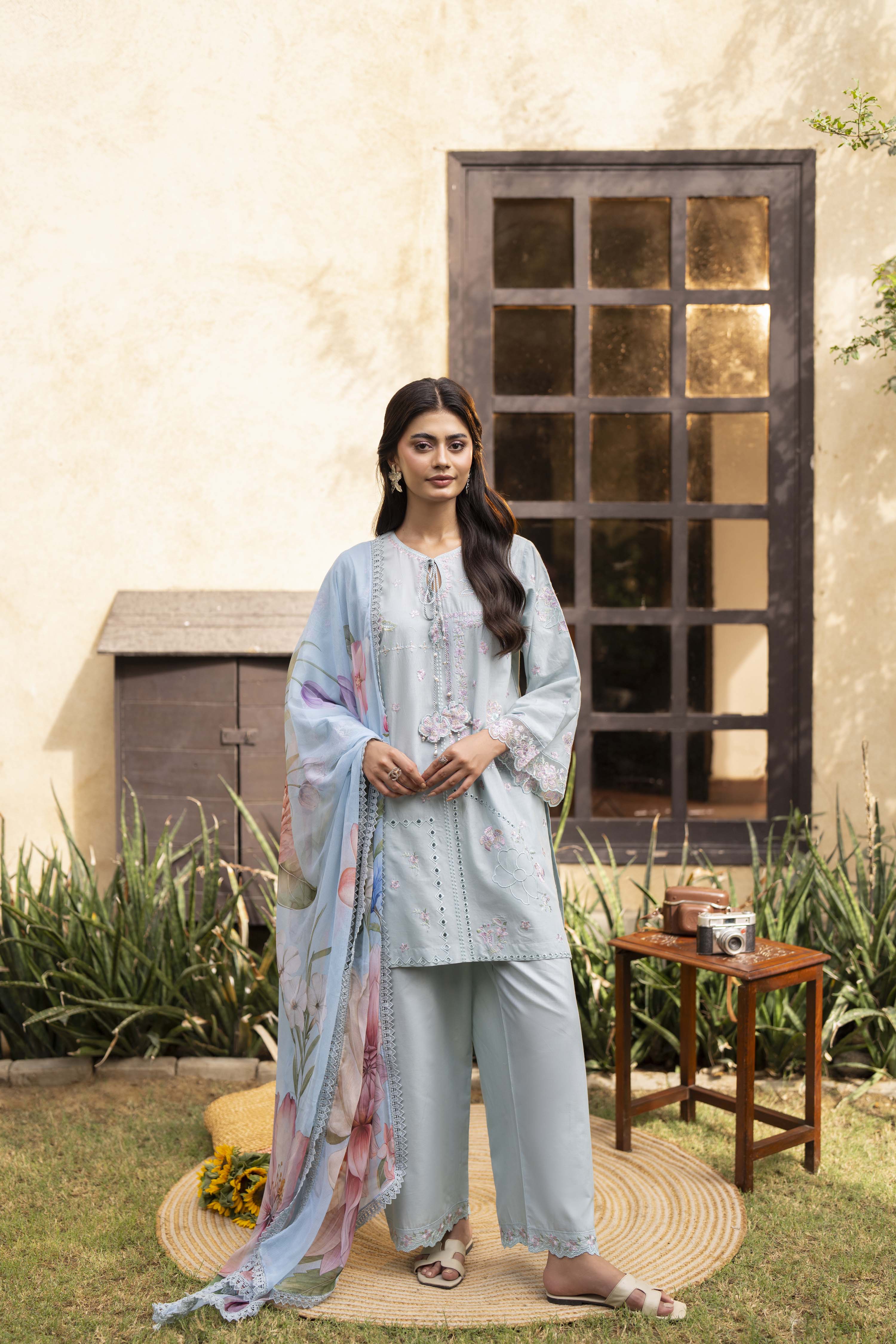 Stella Embroidered Cotton Stitched 3 Piece Suit | Rosh Creations