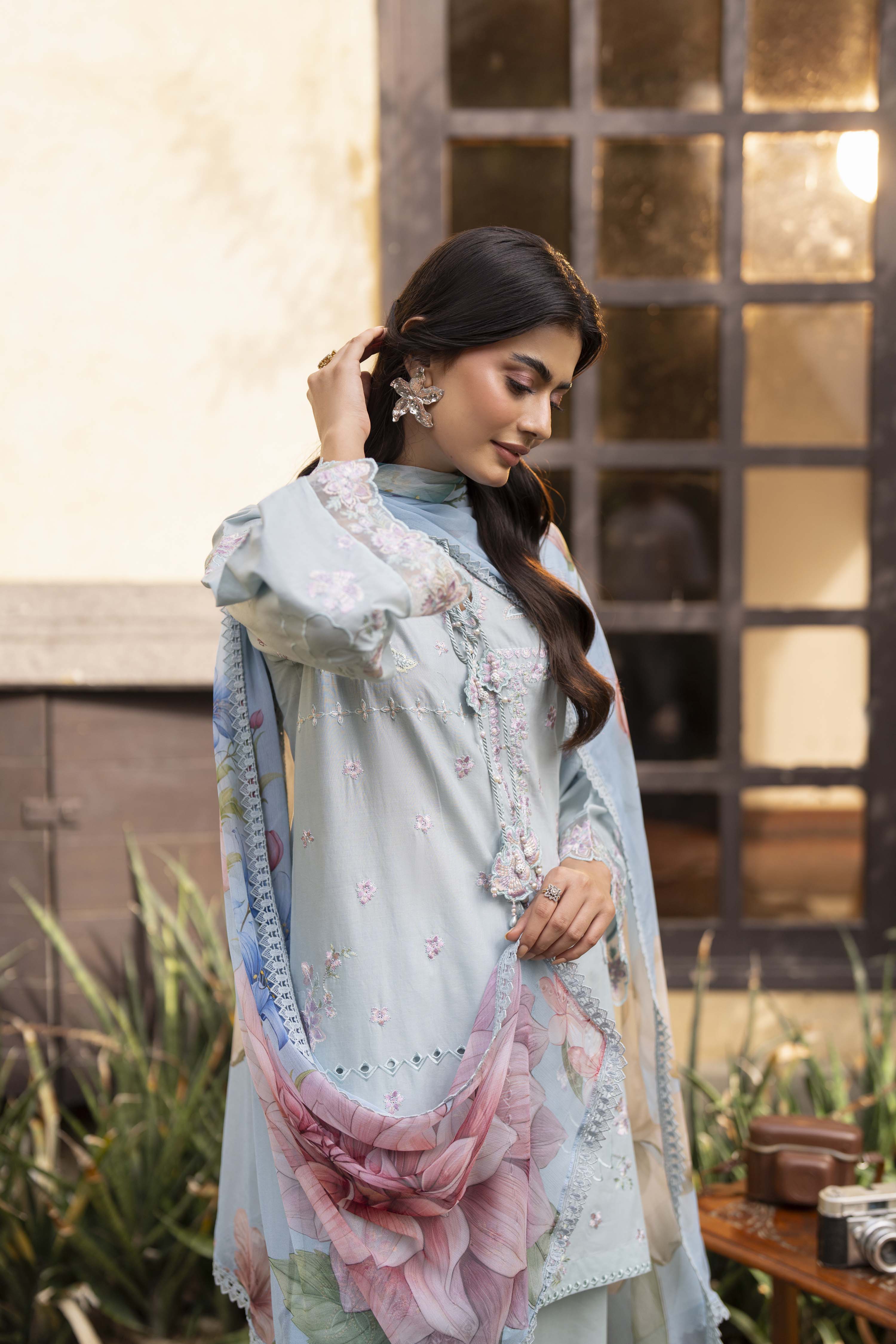 Stella Embroidered Cotton Stitched 3 Piece Suit | Rosh Creations