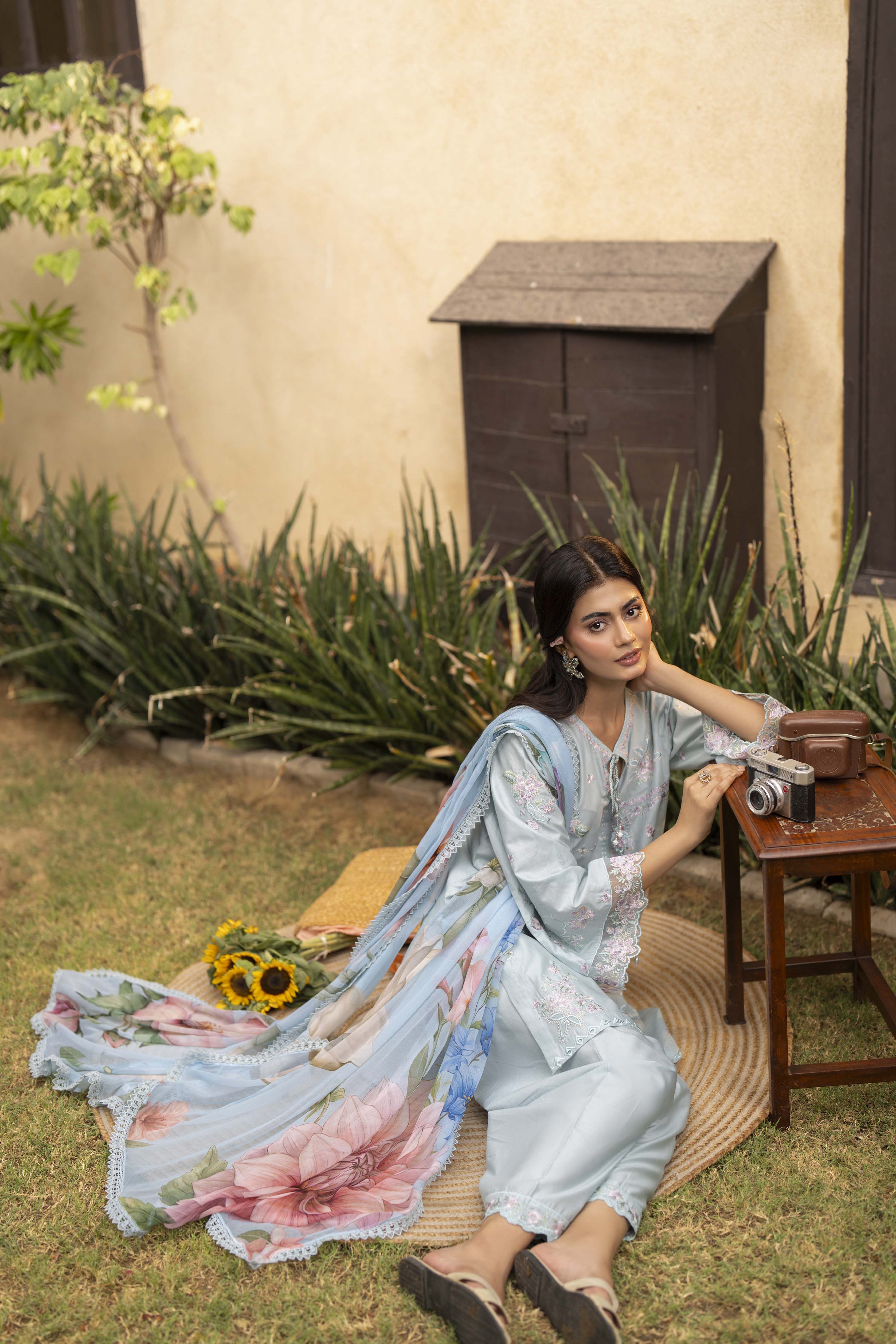 Stella Embroidered Cotton Stitched 3 Piece Suit | Rosh Creations