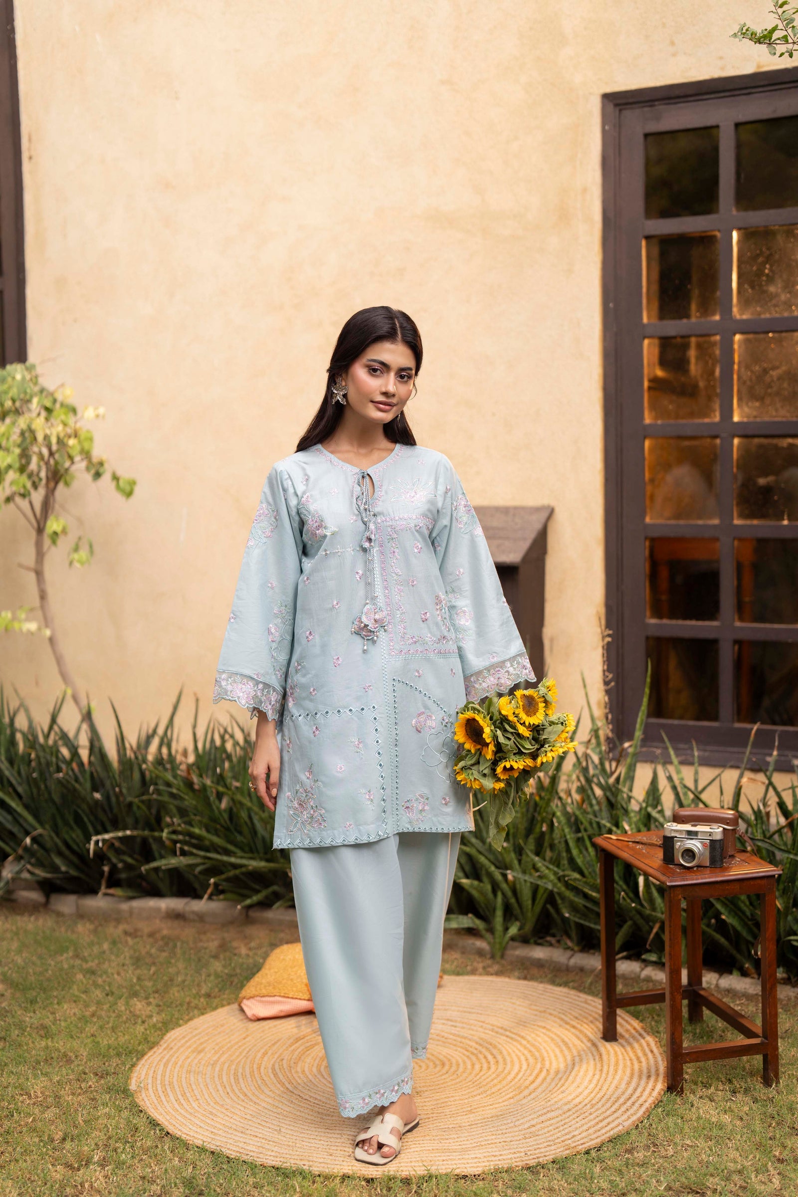 Stella Embroidered Cotton Stitched 3 Piece Suit | Rosh Creations